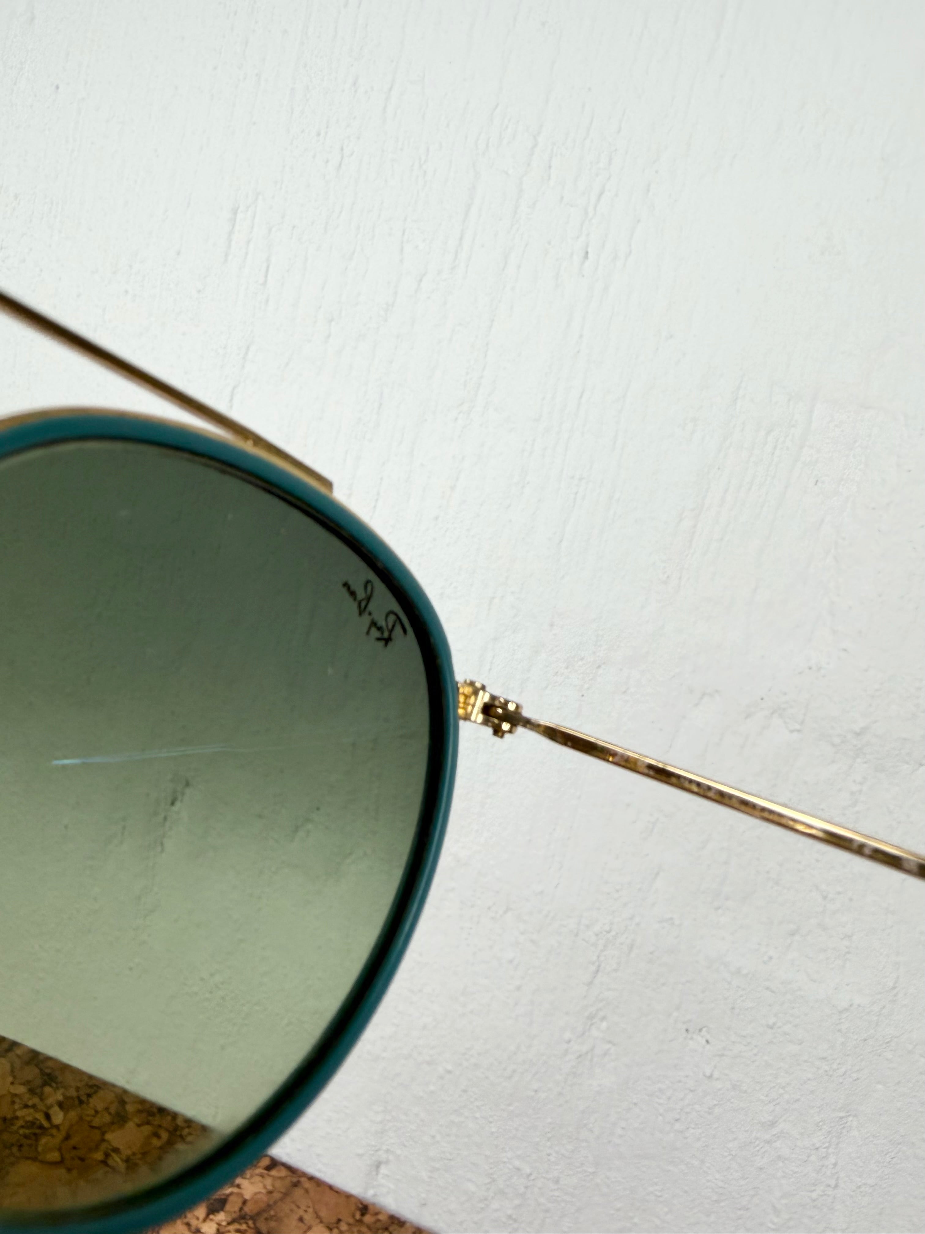 Ray-Ban Round Double Bridge Gold & Blue Sunglasses