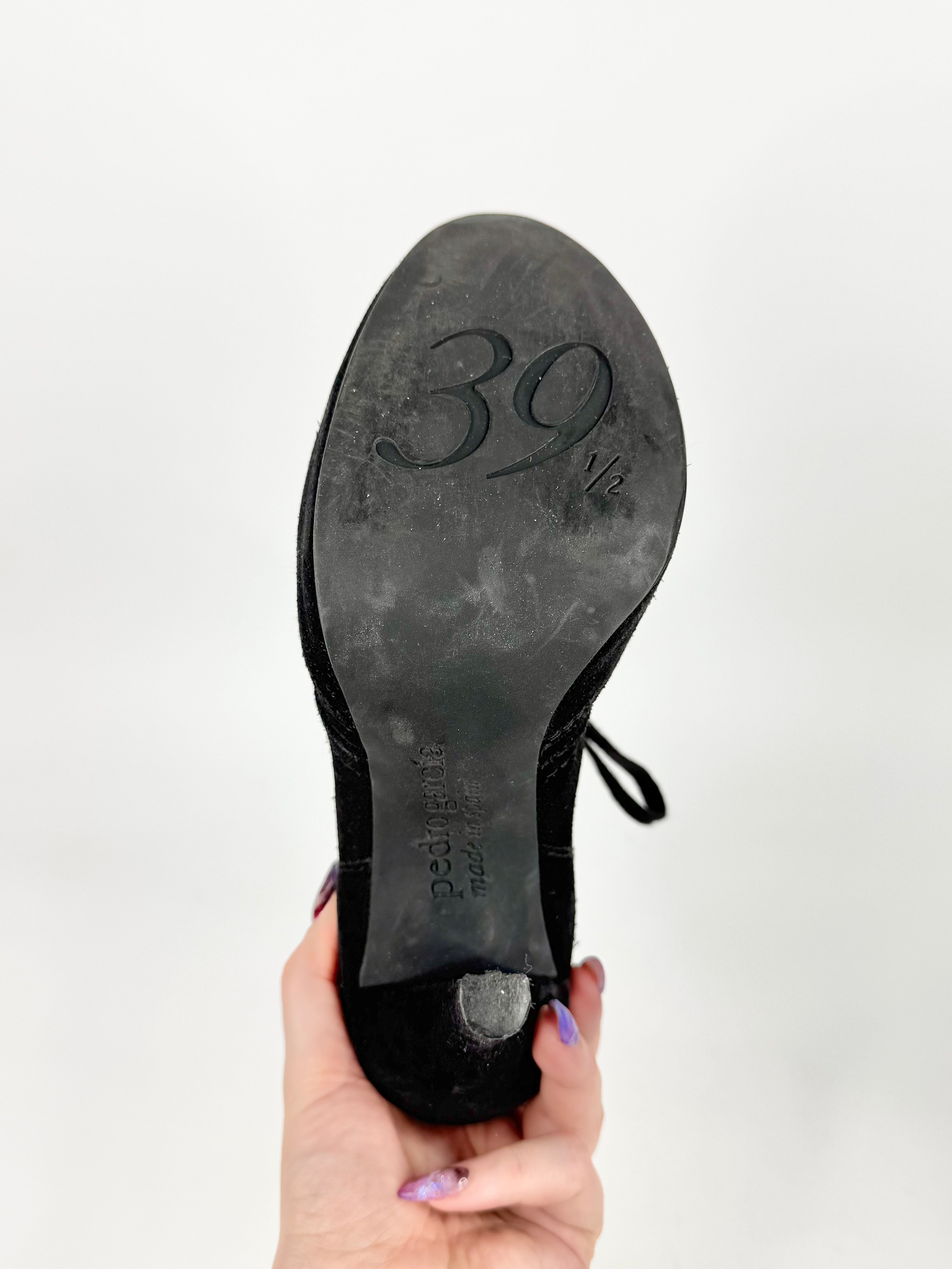Pedro Garcia Black Suede Stiletto Ankle Boots - EU39.5