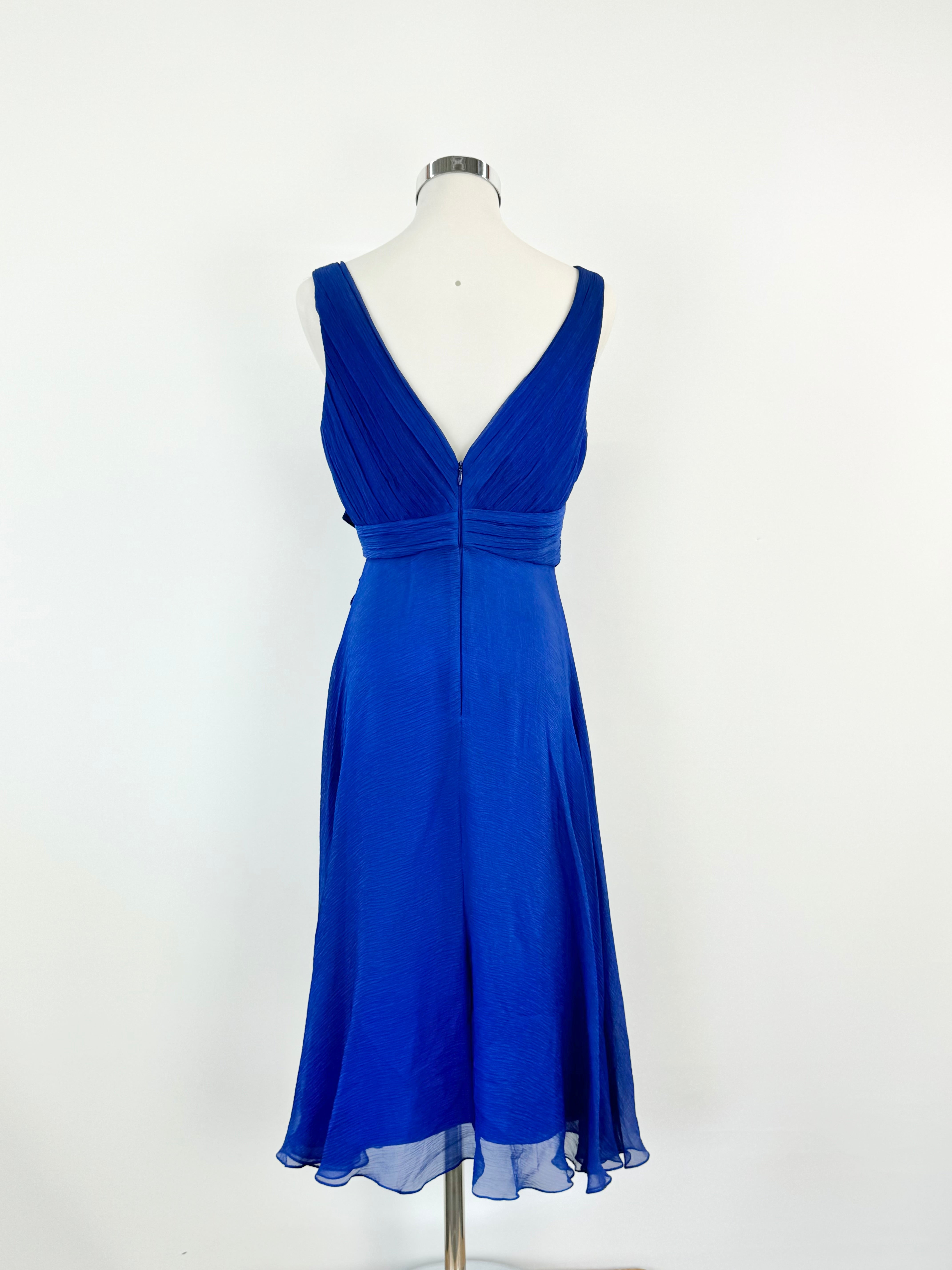 Mabel Magalhaes French Blue Chiffon Silk Midi Dress - AU8
