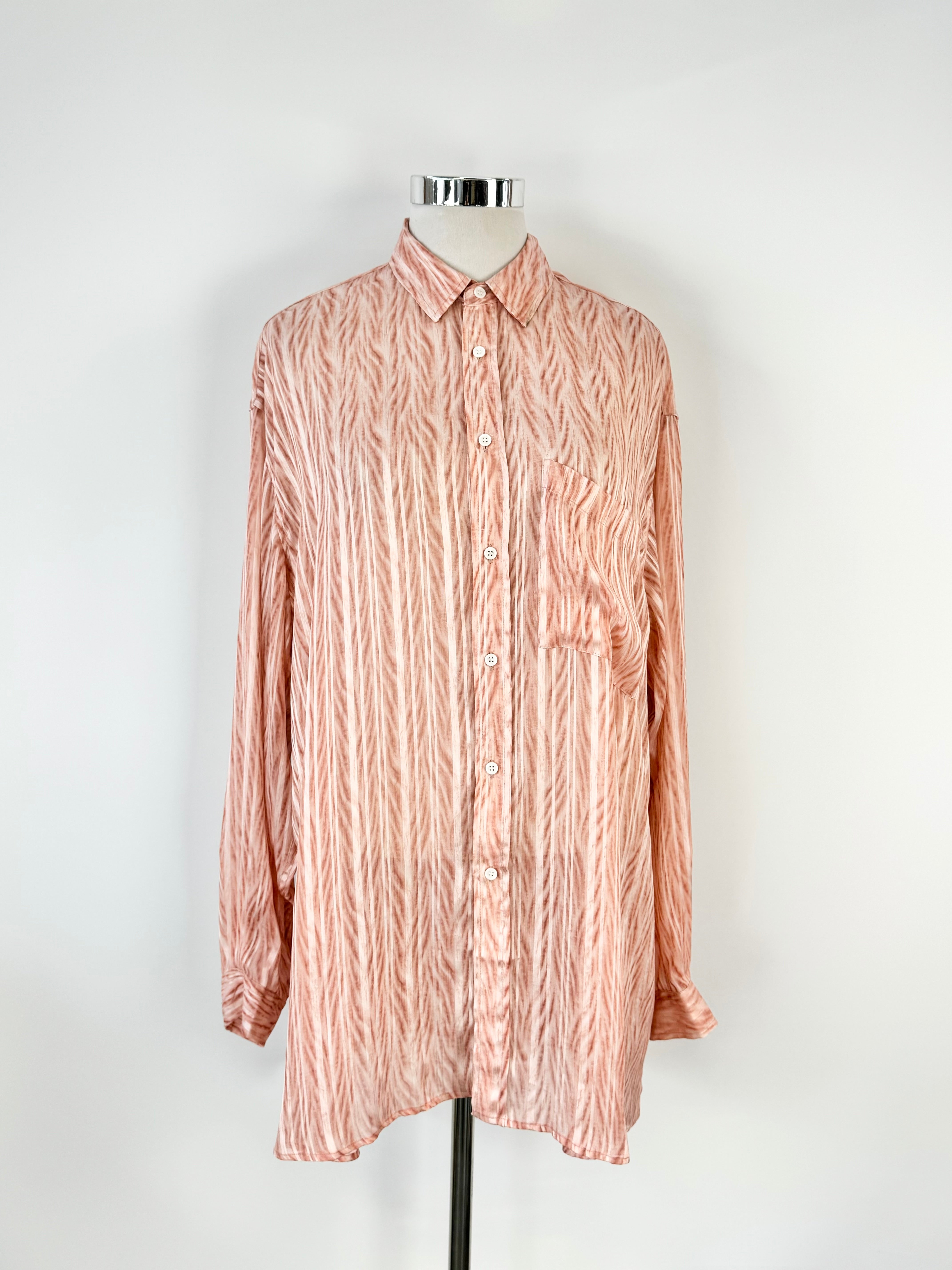 Blanca Soft Peach Striped Sheer Shirt - AU8/10/12