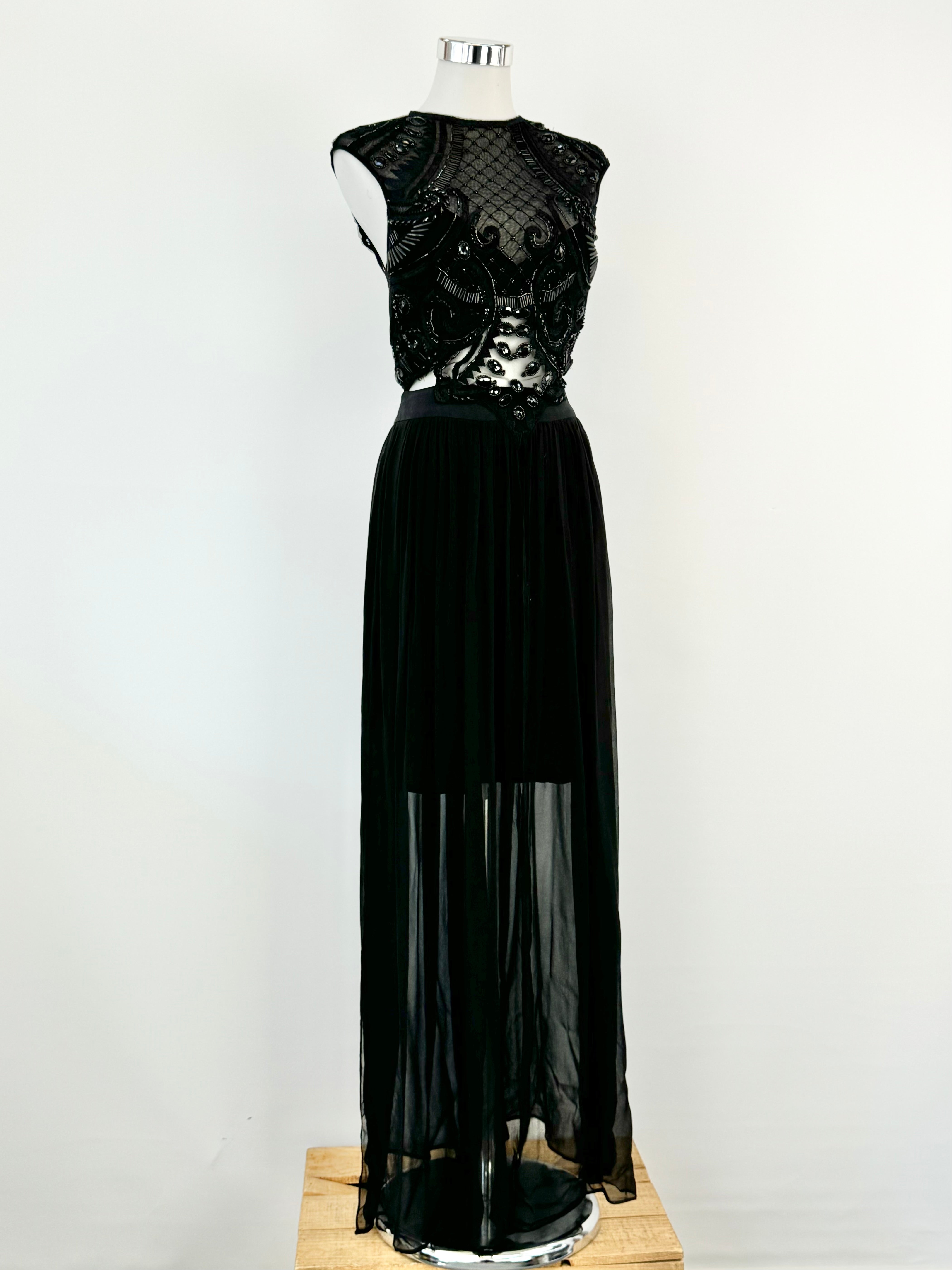 Thurley Black Beaded Cocktail Dress - AU10