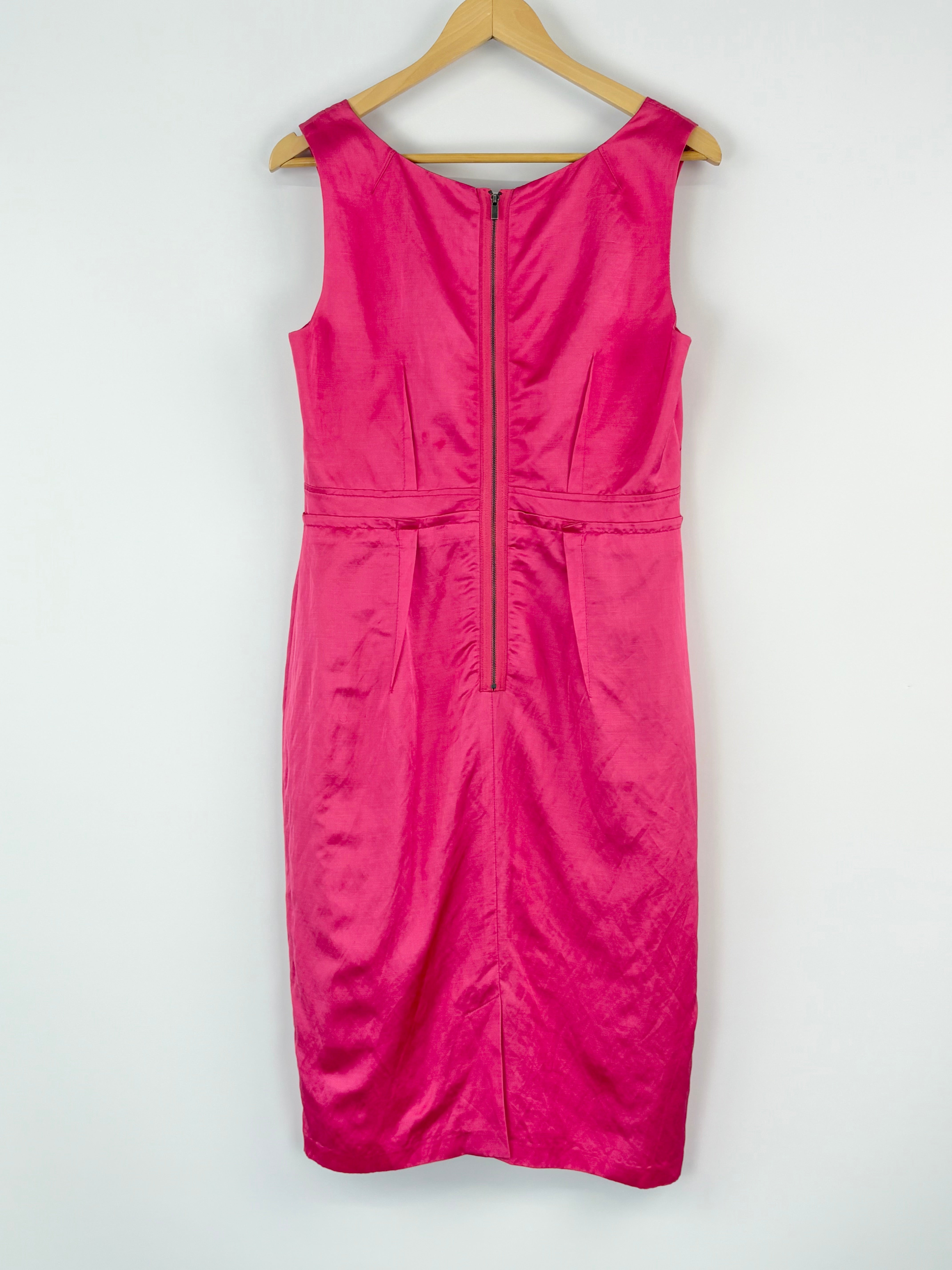 Veronika Maine Satin Magenta Sleeveless Midi Dress - AU12