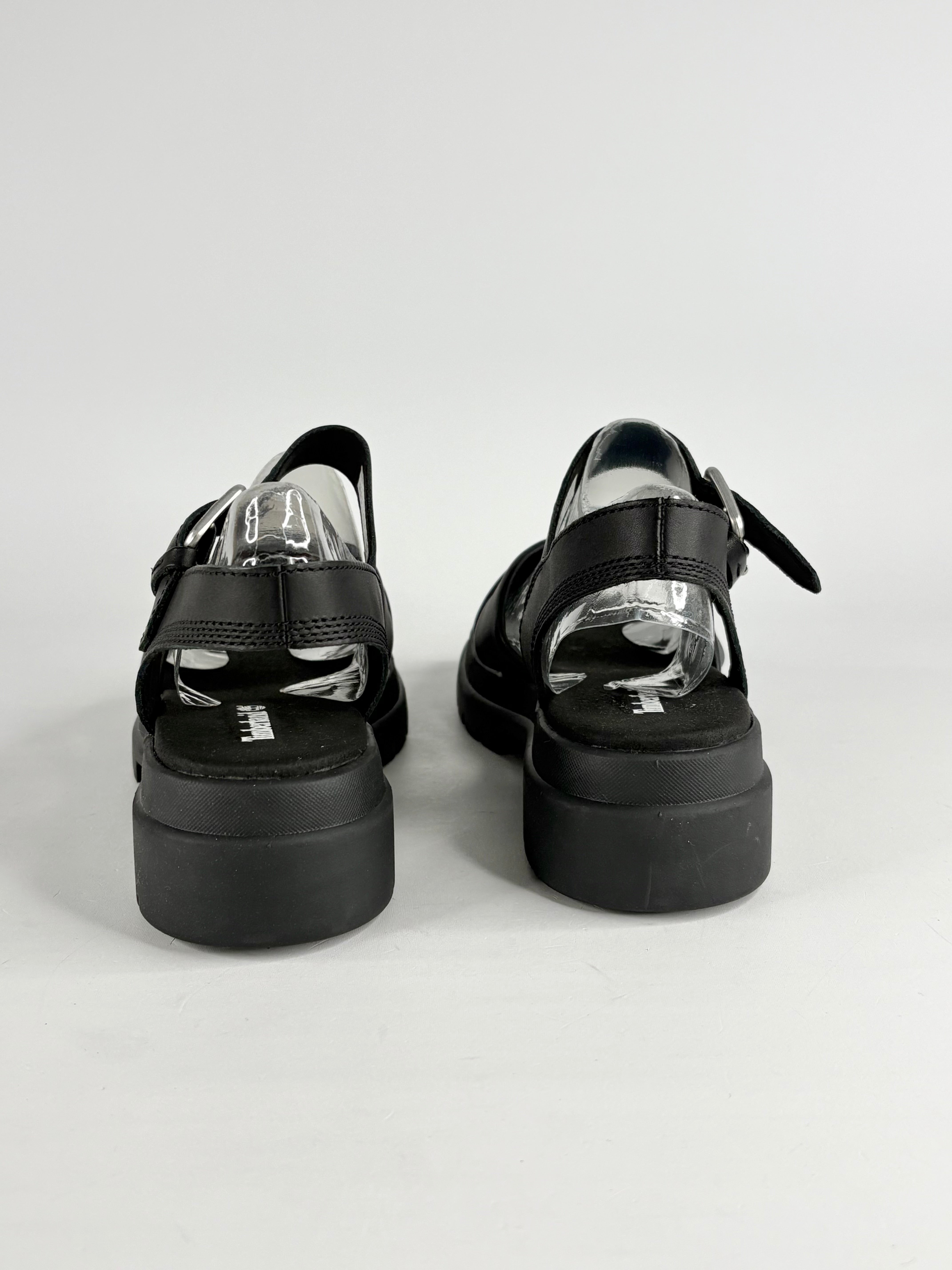 Timberland Black Leather 'London Vibe' Cross-Strap Sandals - EU39.5