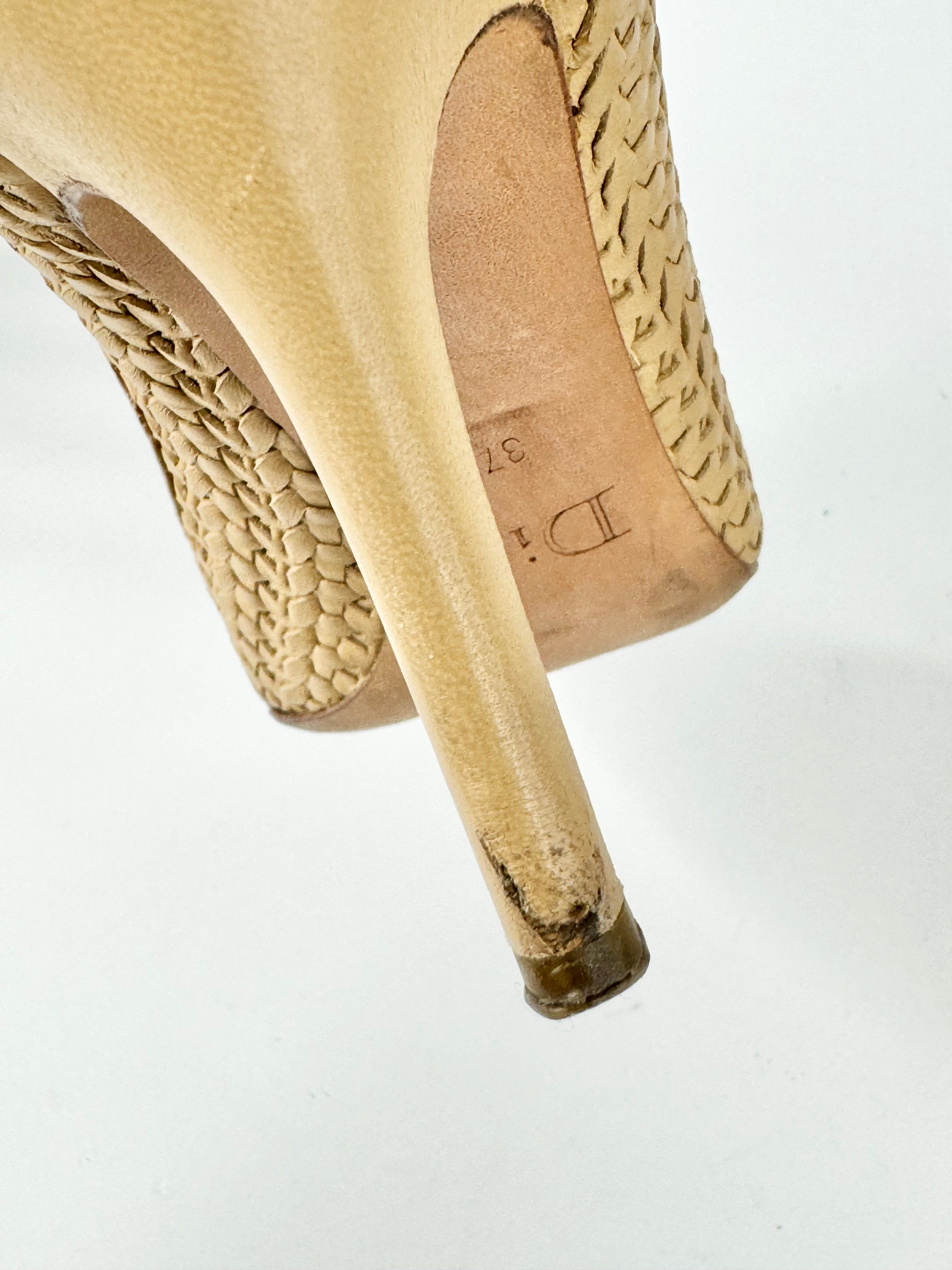 Christian Dior Wheaten Woven Stilettos - EU37.5
