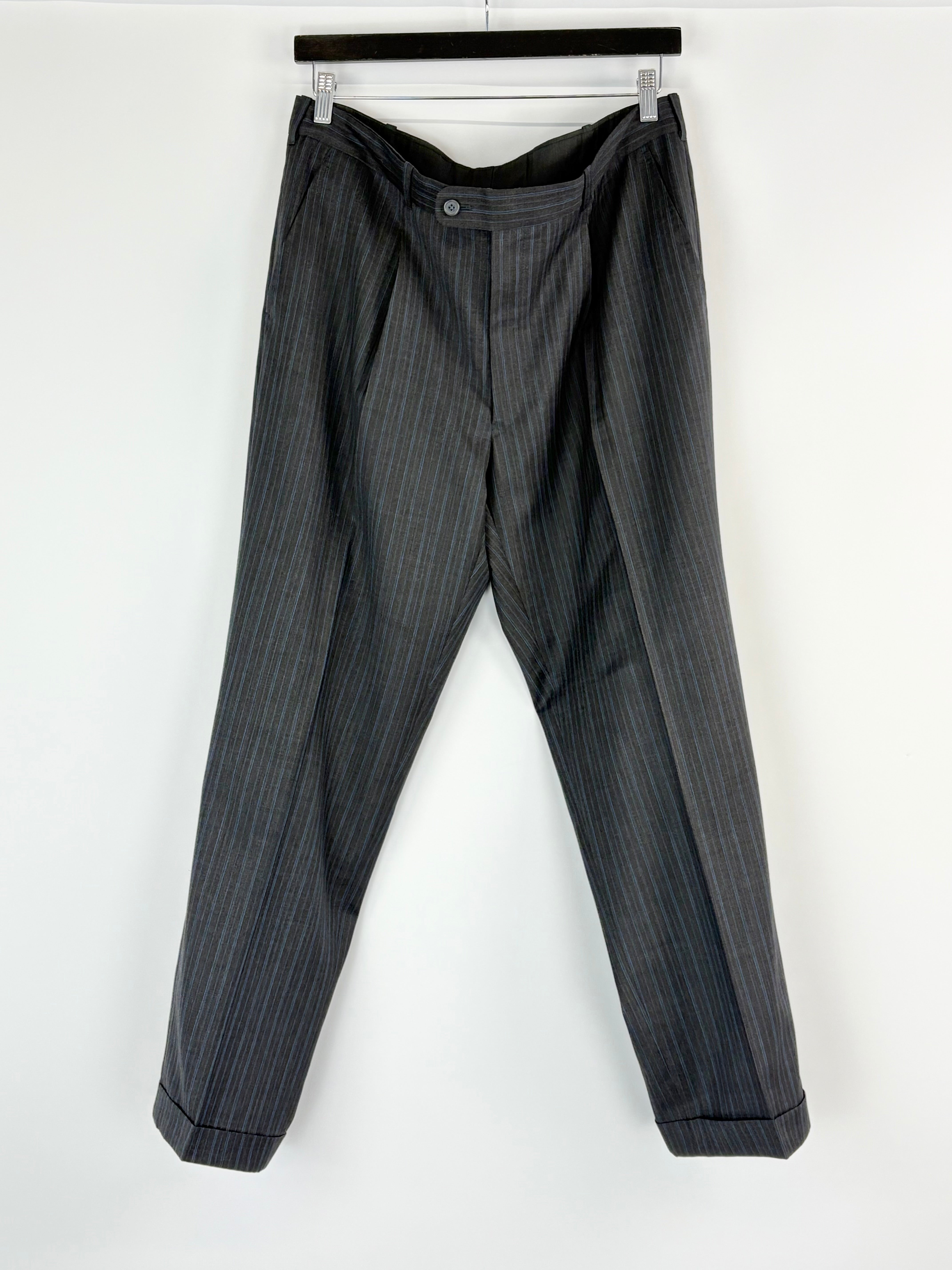 Canali for Saks Fifth Avenue Charcoal Striped Wool 2pc Suit - 52R