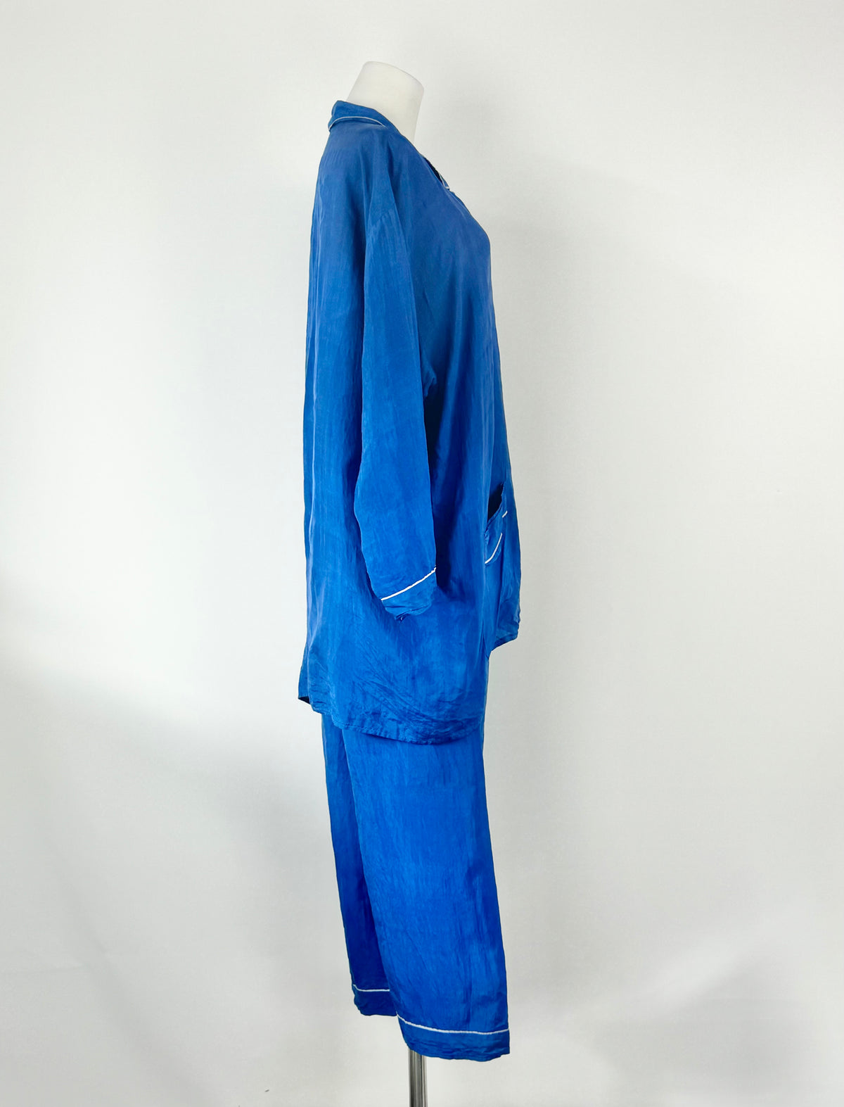 Handmade Deep Blue Silk PJs - AU10