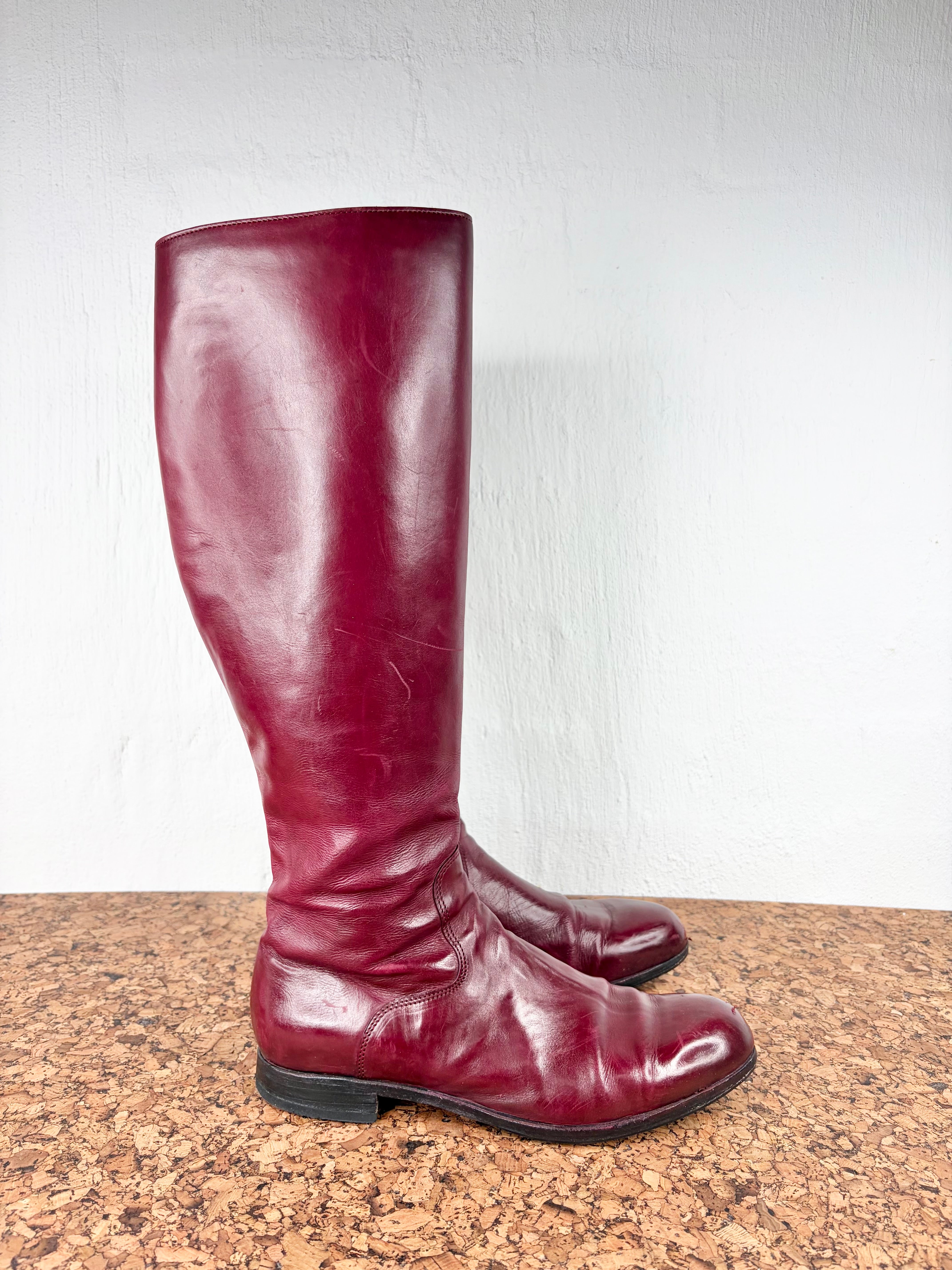 Wootten Burgundy Handcrafted Leather Boots - EU39