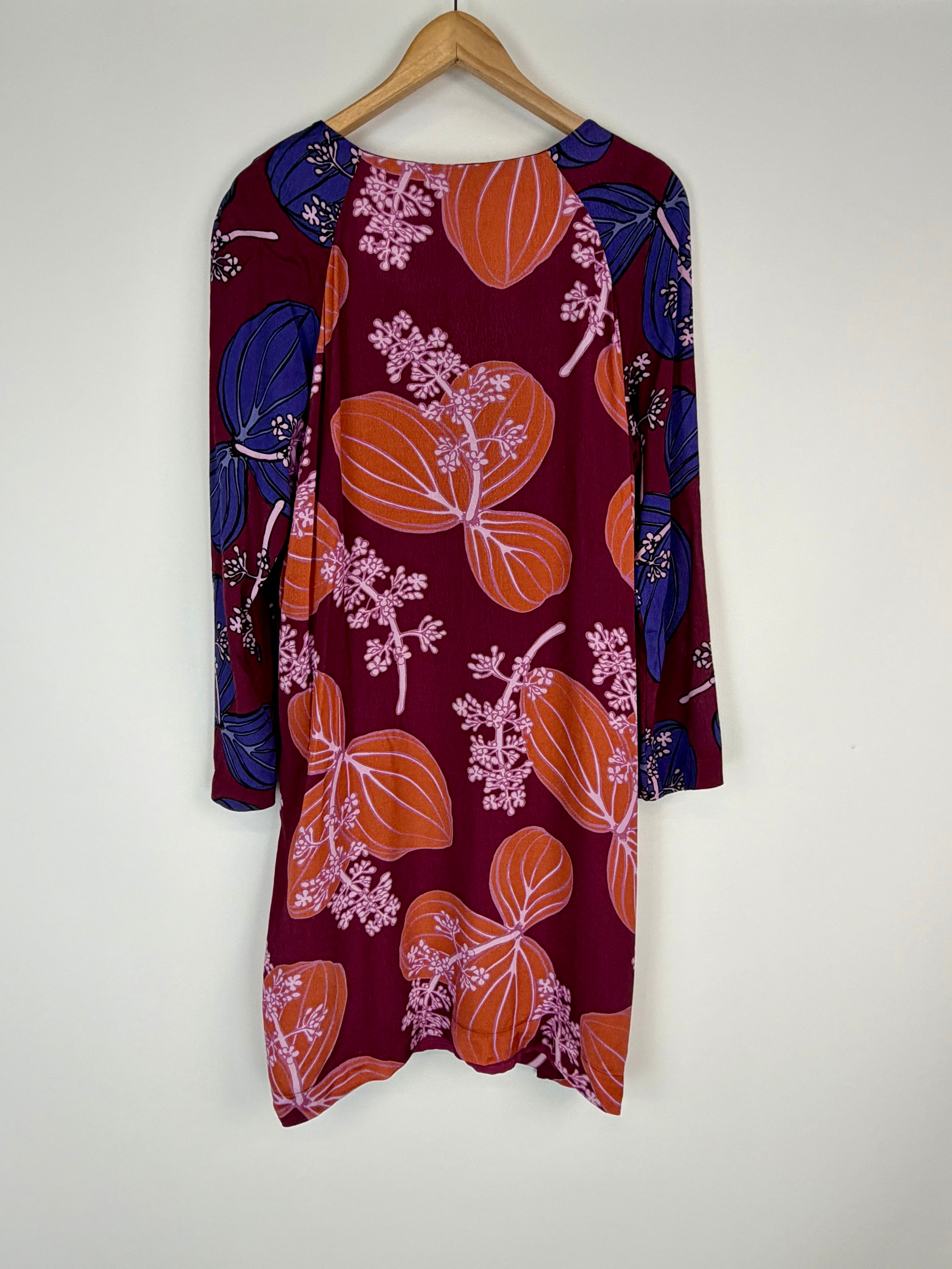 Obus Maroon Floral Patterned Shift Dress - AU10