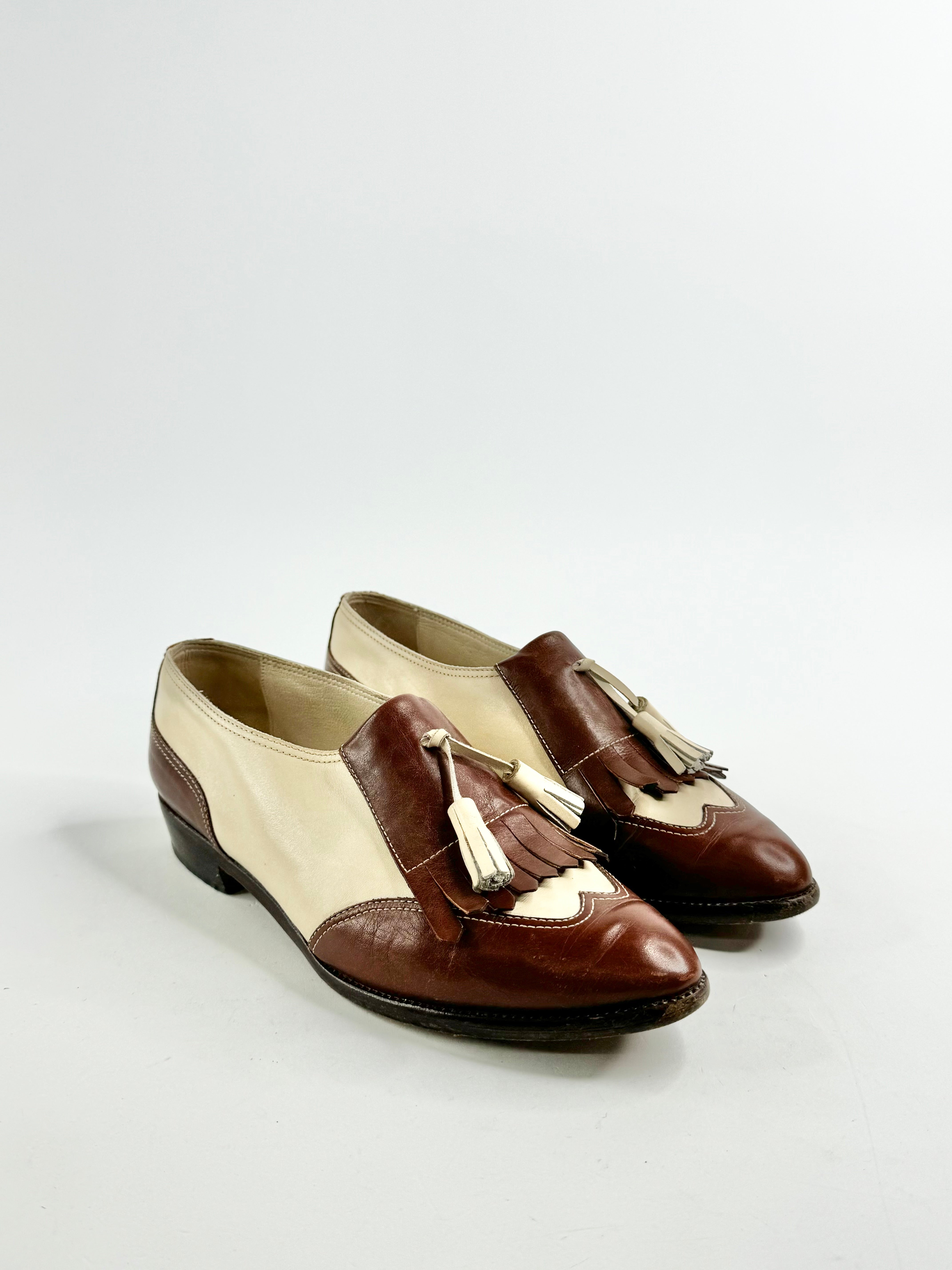 Vintage Prada Cream & Tan Loafers - EU38.5