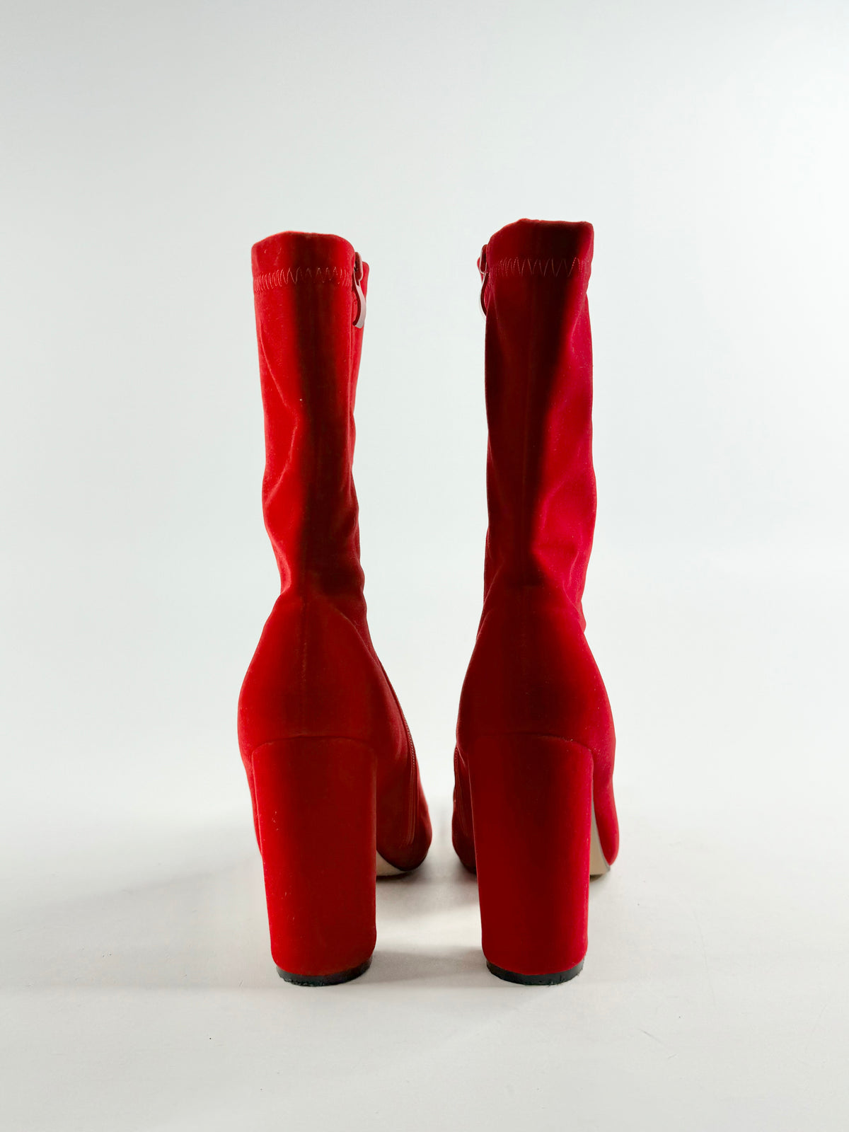 Crimson Fabric Heeled Boots - EU42