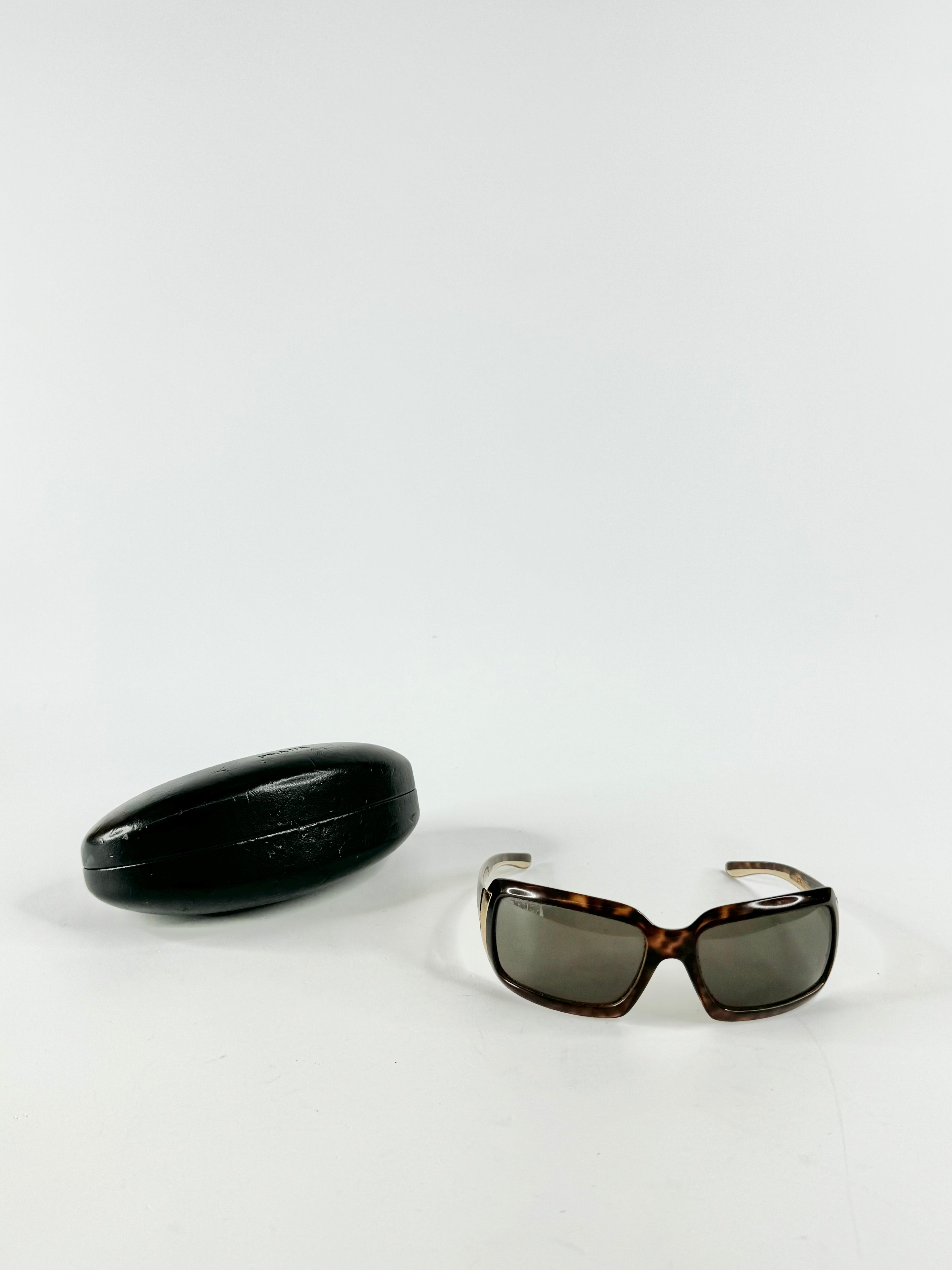 Prada Dark Brown Tortoiseshell Rectangular Sunglasses