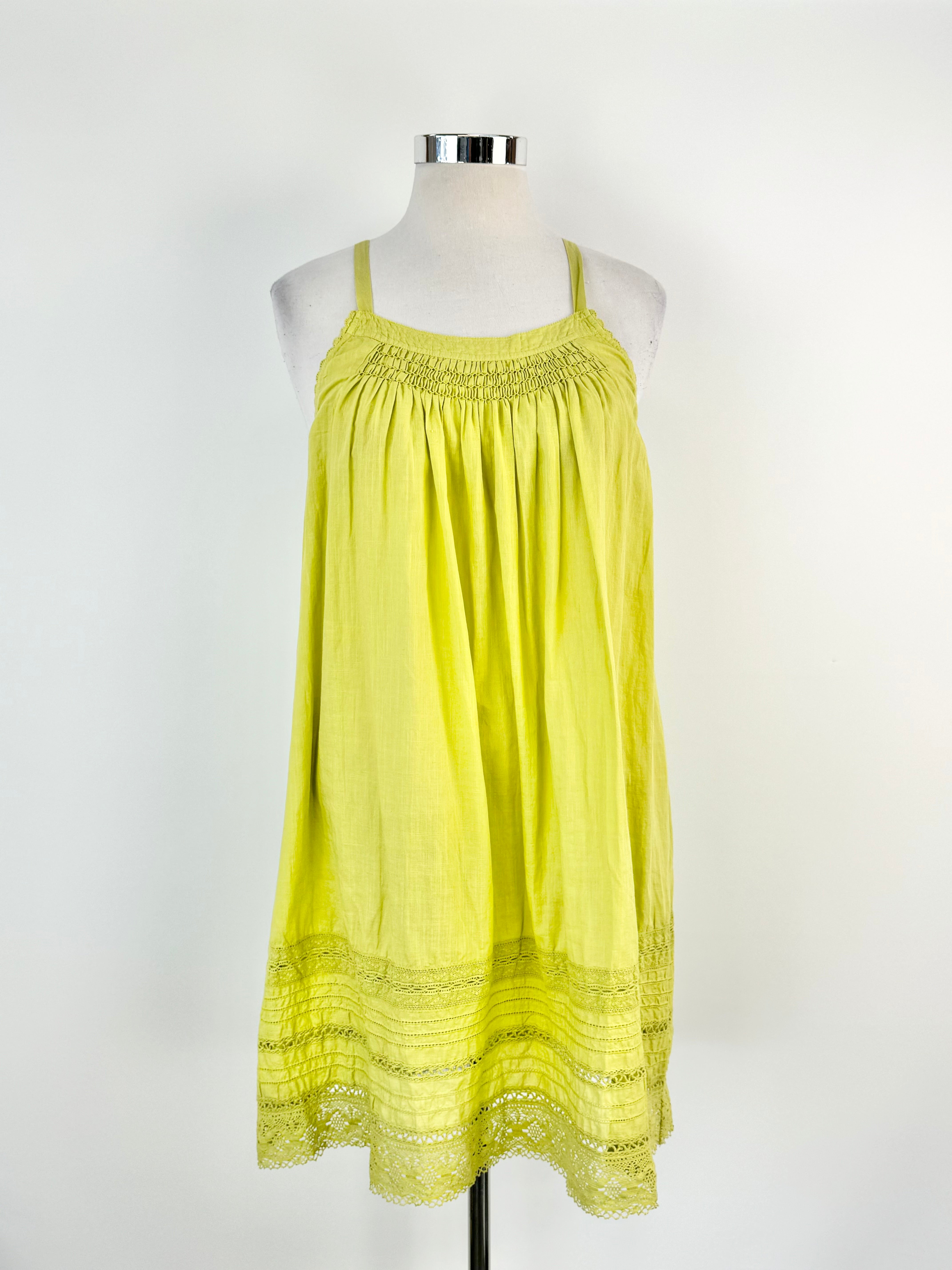 Lee Mathews Apple Green Linen Shift Dress - AU12/14