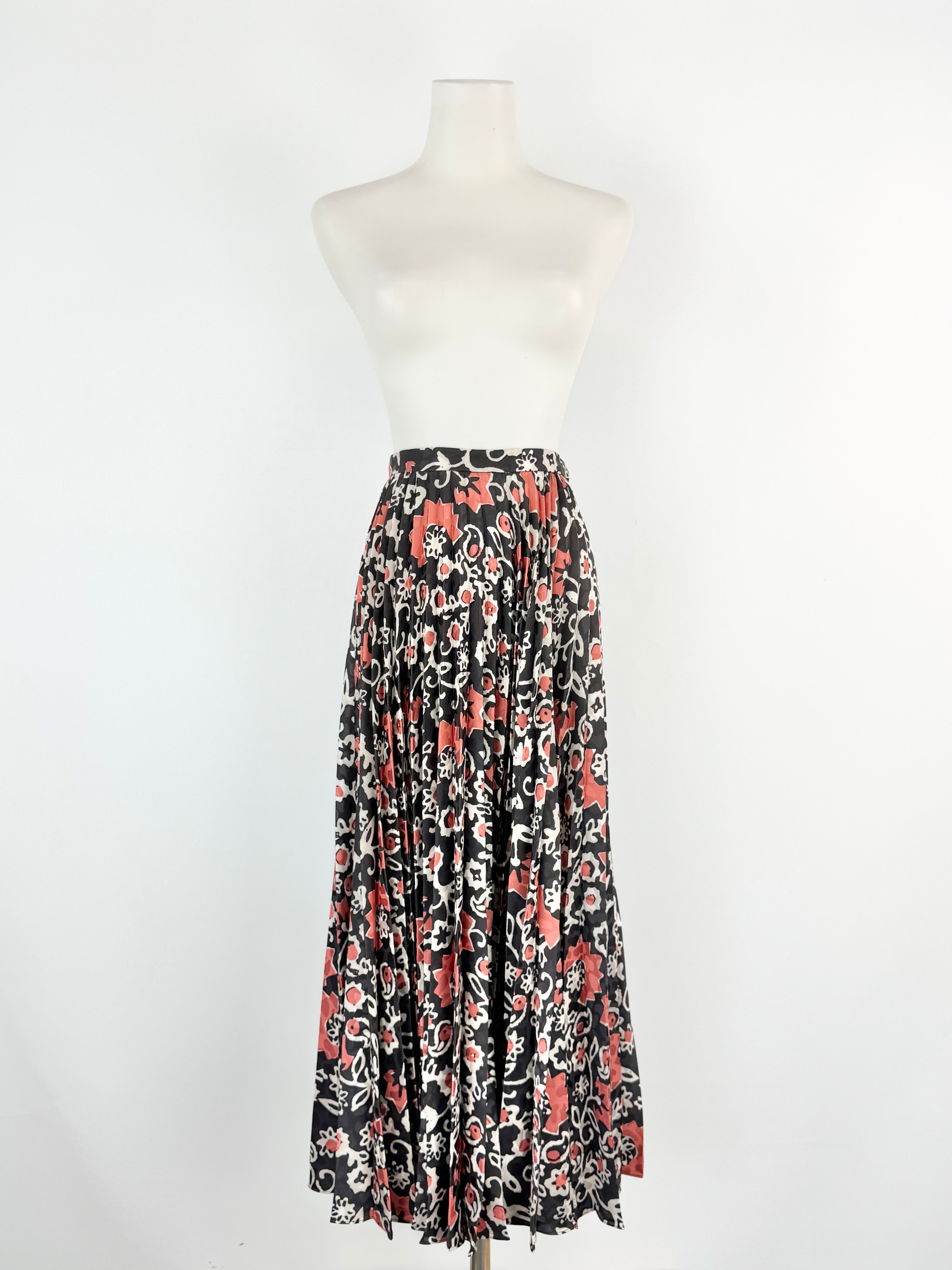 Saloni Brown 'Cobblestone' Floral Patterned Pleated Skirt - AU10