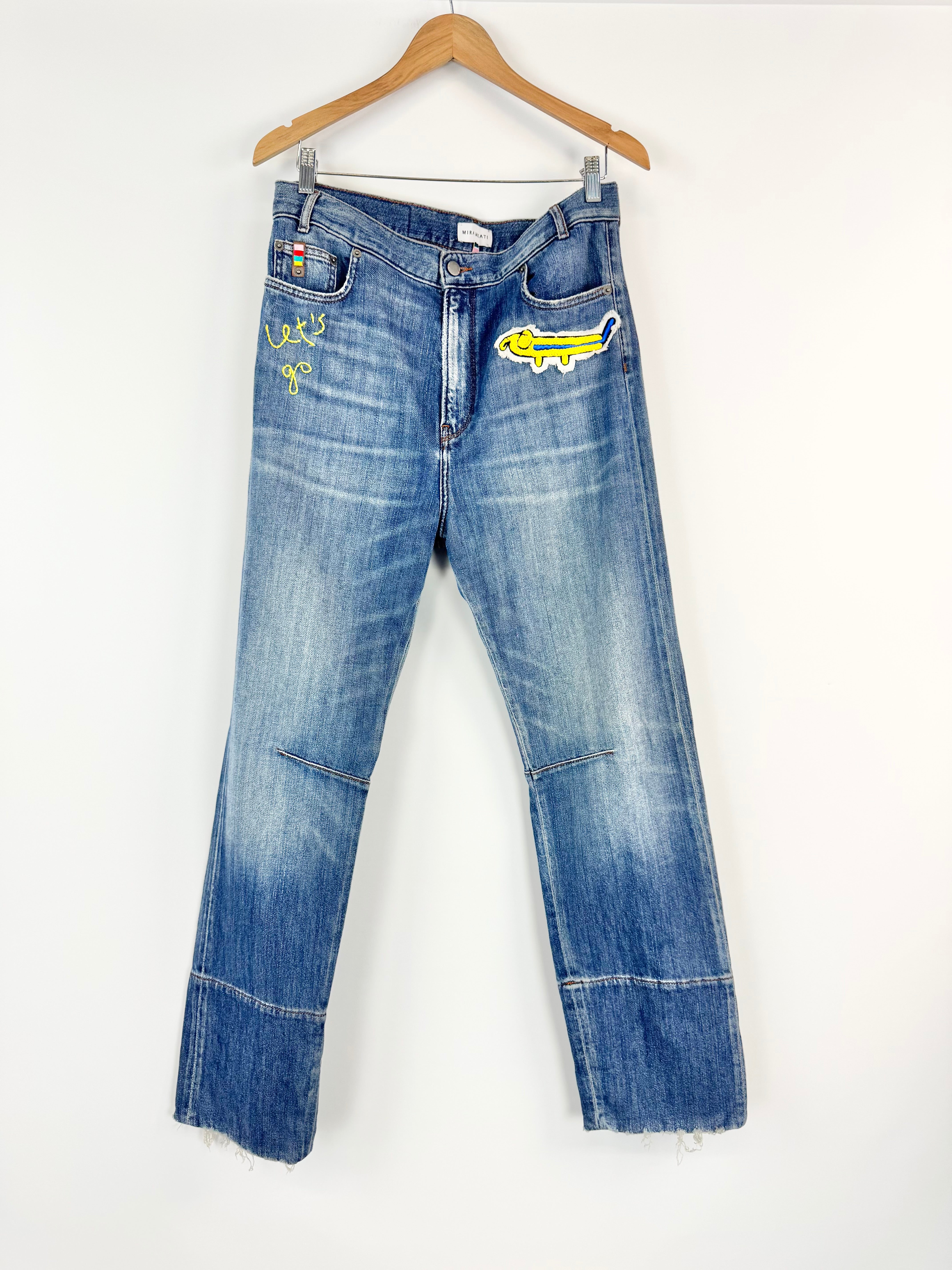 Mira Mikati Blue Embroidered Jeans - AU10/12