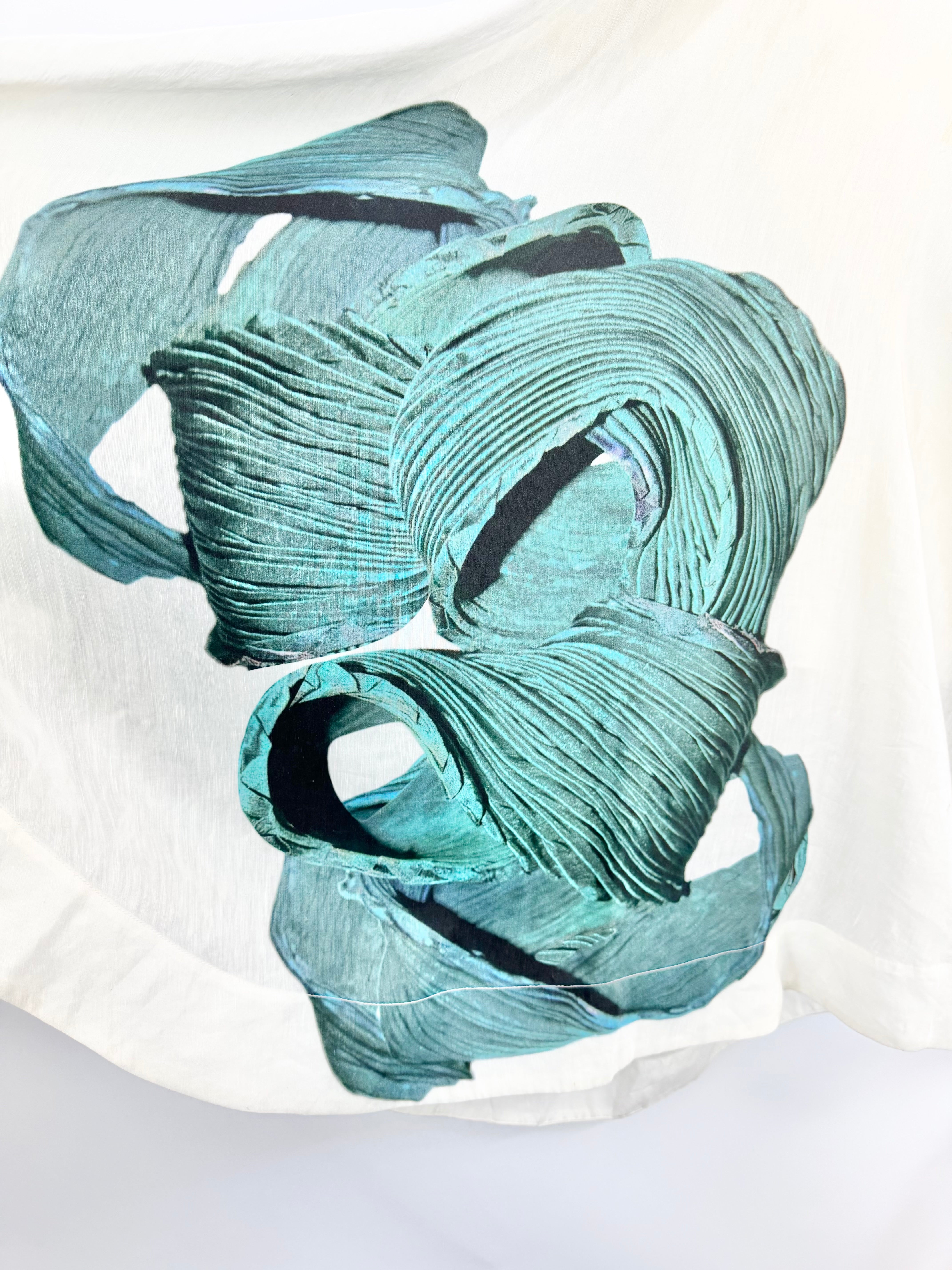 Tibi Off White and Holographic Teal Patterned Strapless Dress - AU6