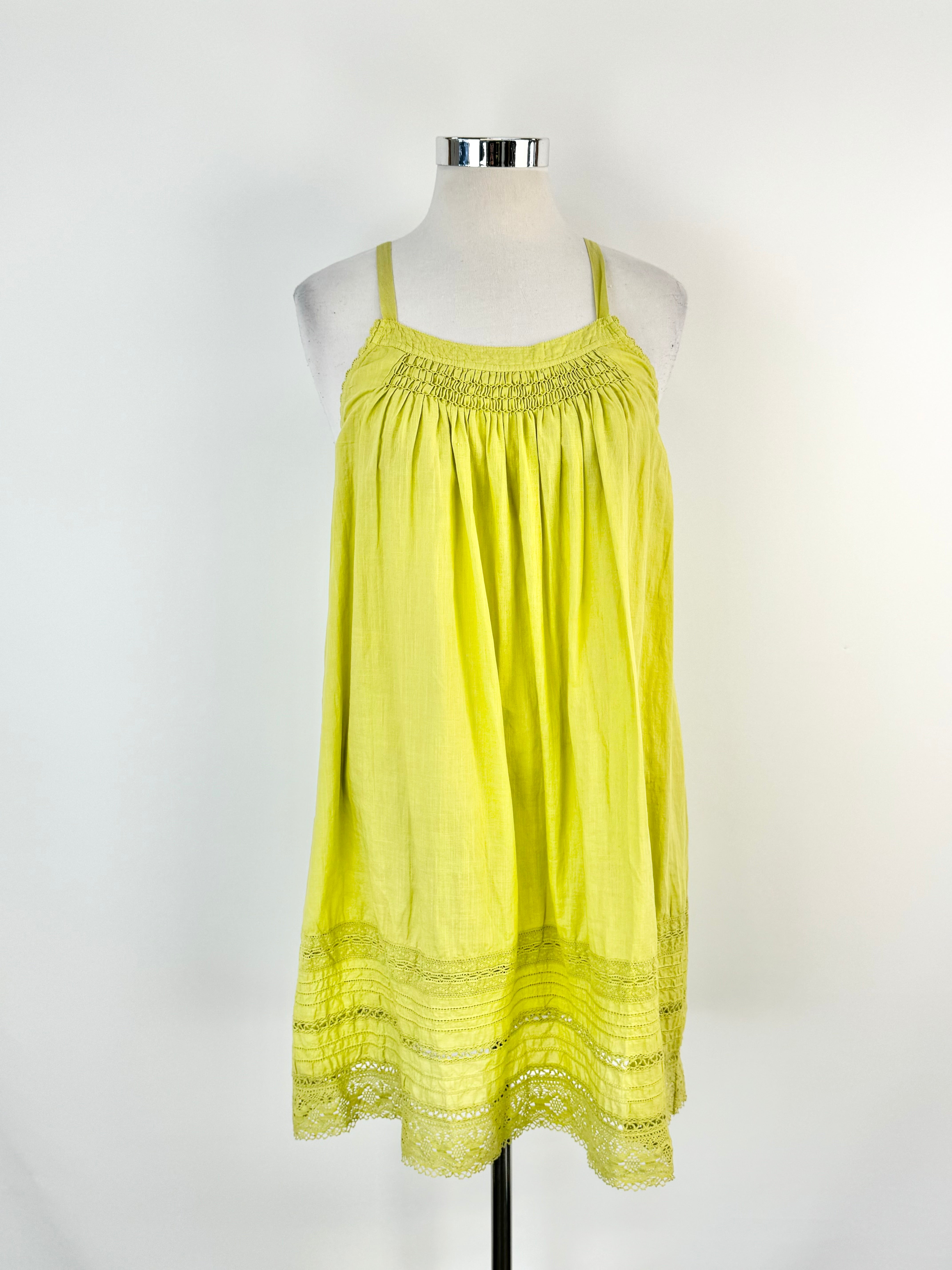 Lee Mathews Apple Green Linen Shift Dress - AU12/14