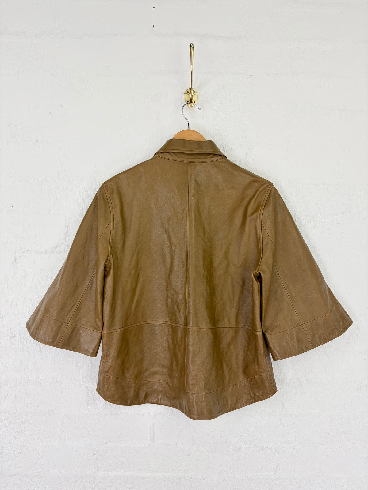Ganni Tan Leather Button Down Shirt - AU8/10