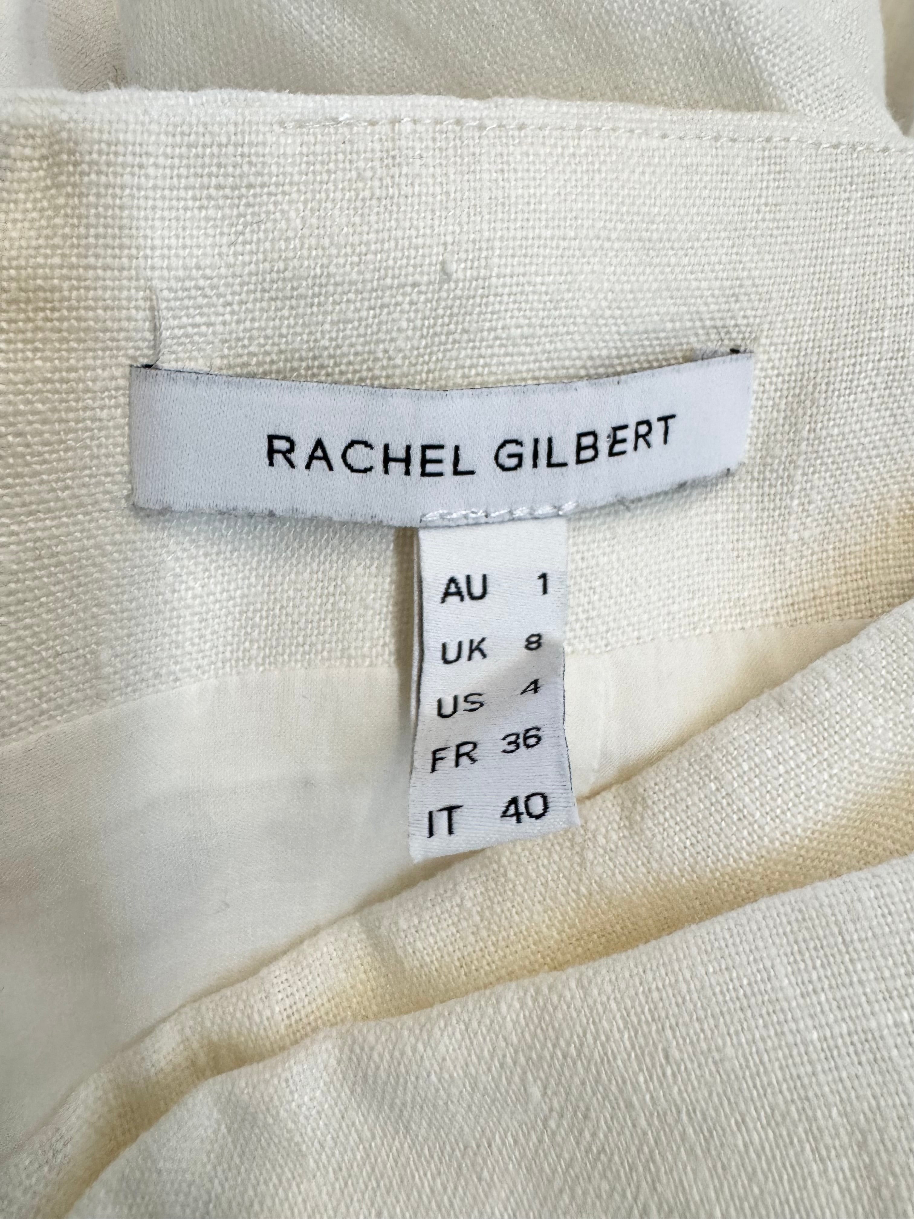 Rachel Gilbert Cream Linen Skirt with Slit - AU8