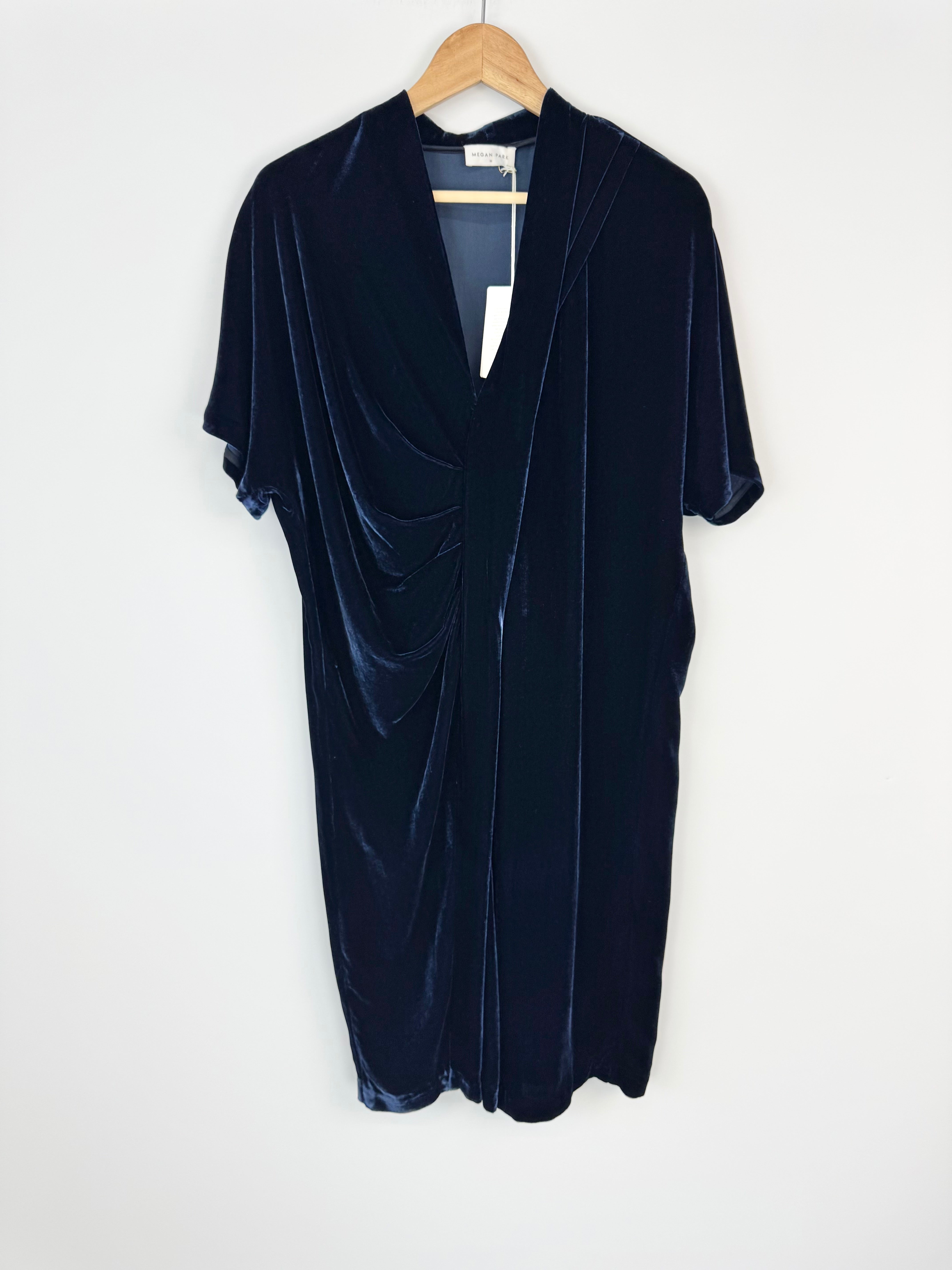 Megan Park Deep Blue Silk Blend Velvet Cocktail Dress NWT - AU10/12