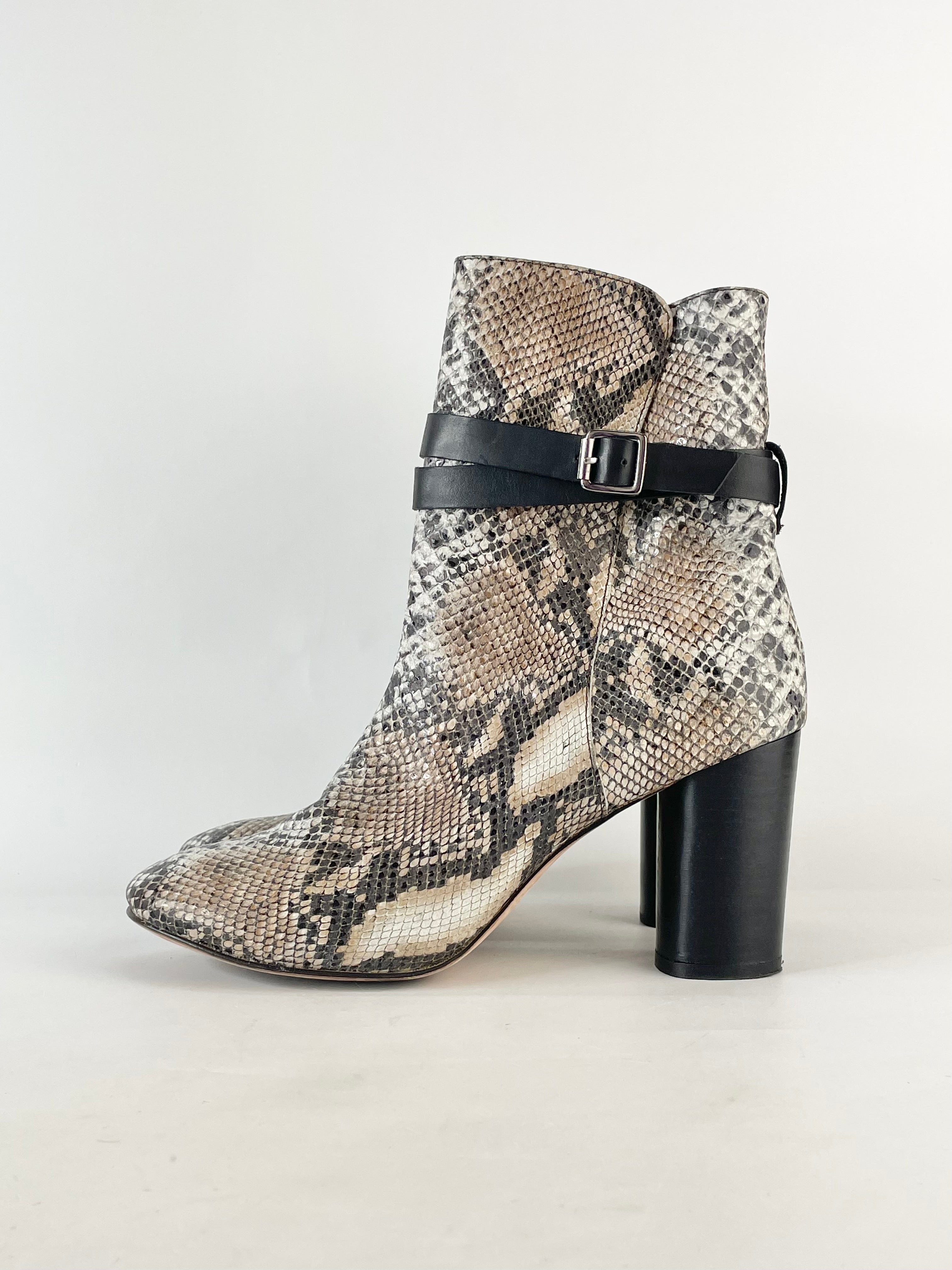 Trenery Snakeskin Textured Ankle Boots - EU41