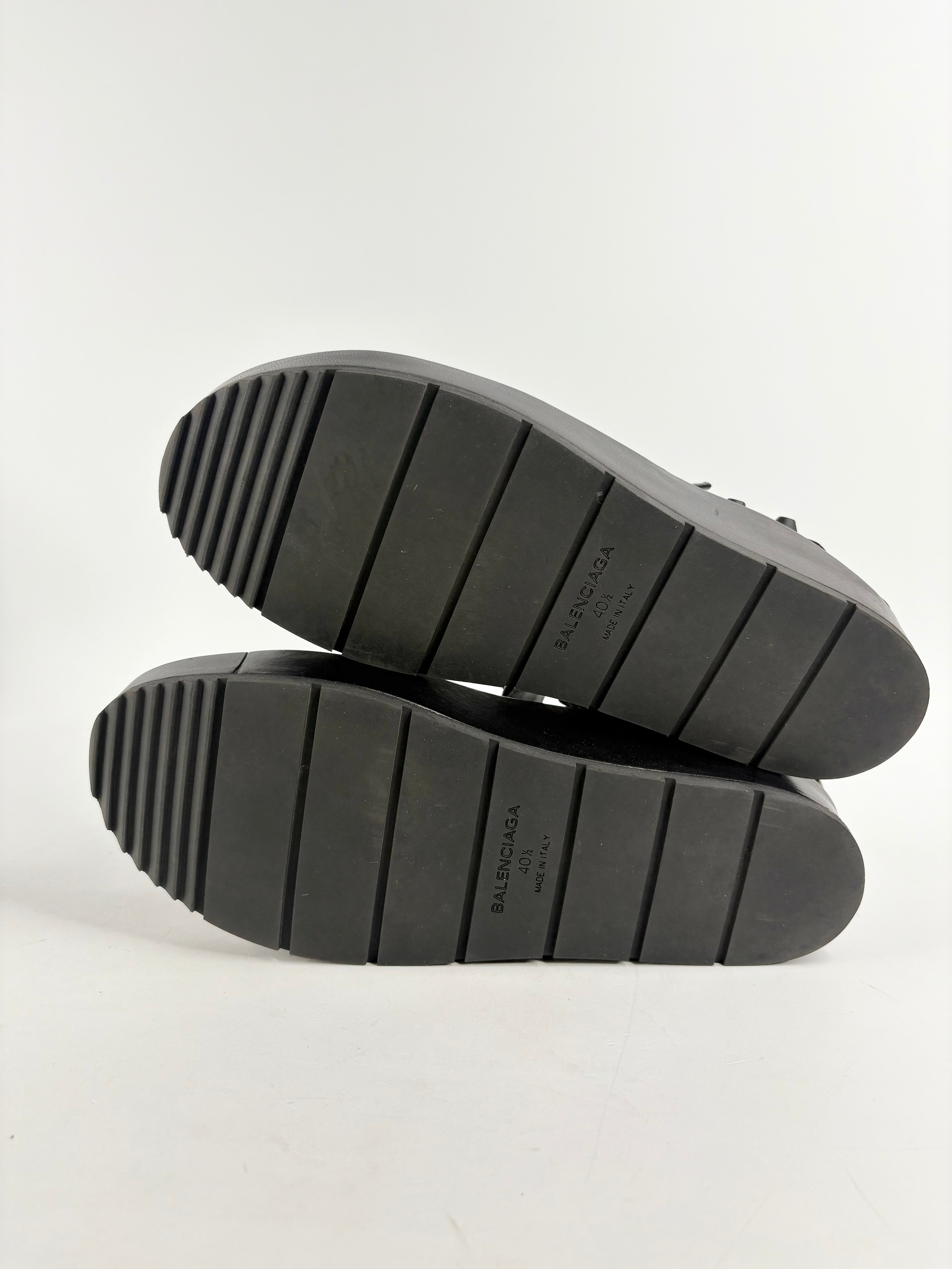Balenciaga Black Leather 'Arena' Sandals - EU40.5