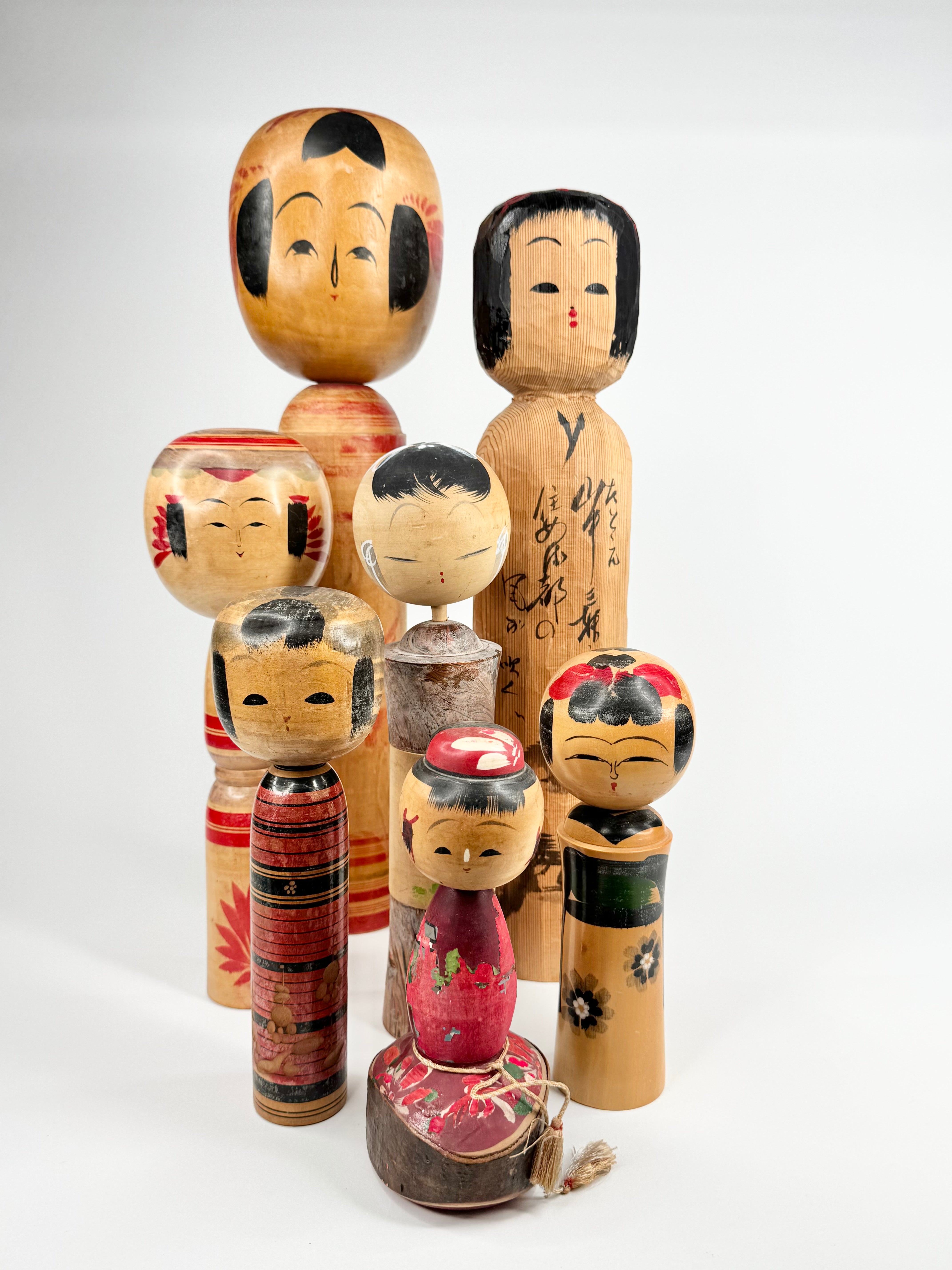 Set of 7 Vintage Kokeshi Dolls