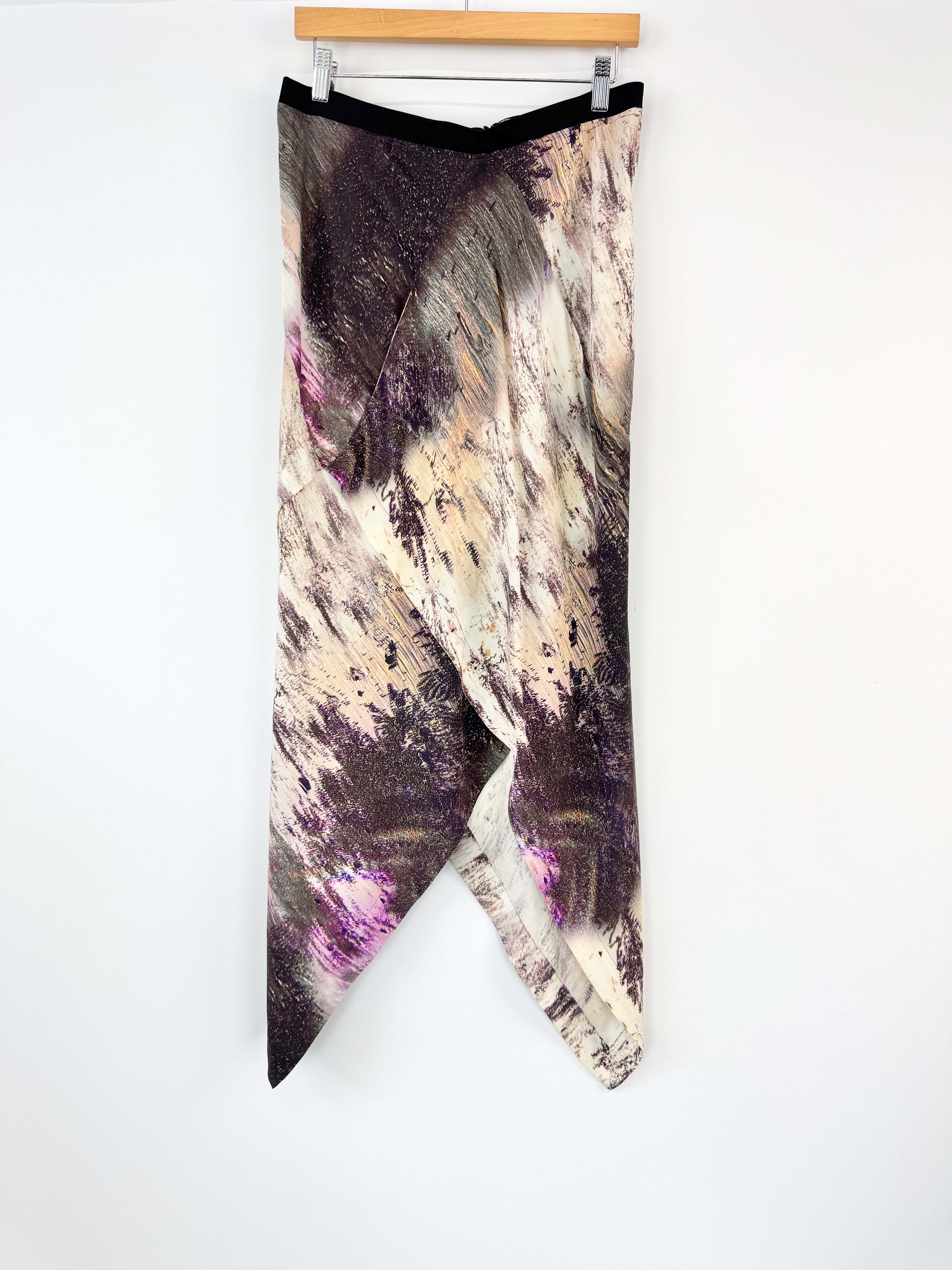 Willow Abstract Patterned Silk Midi Skirt - AU12