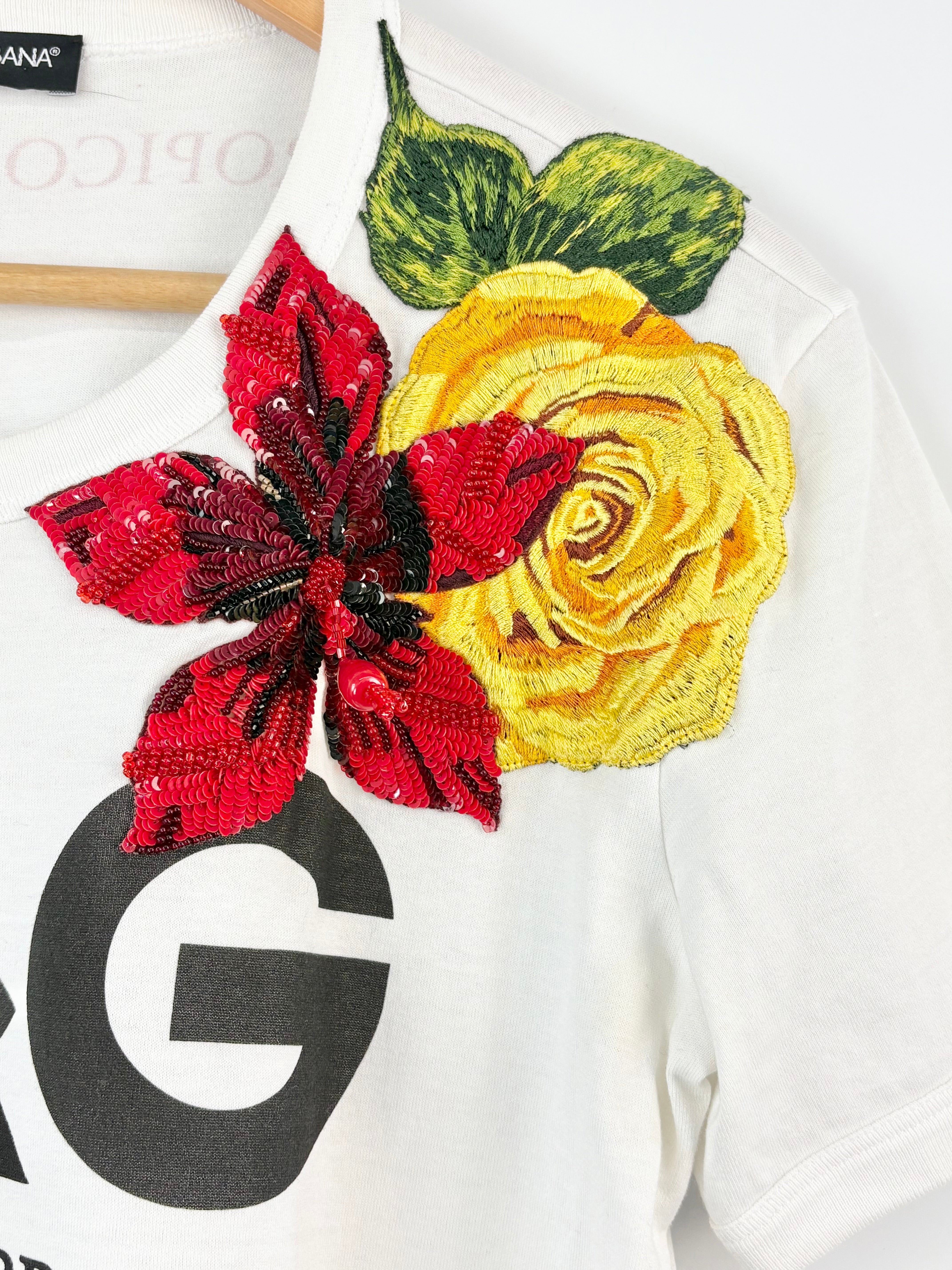 Dolce & Gabbana White 'Tropico Italiano' Embellished T-Shirt - AU8