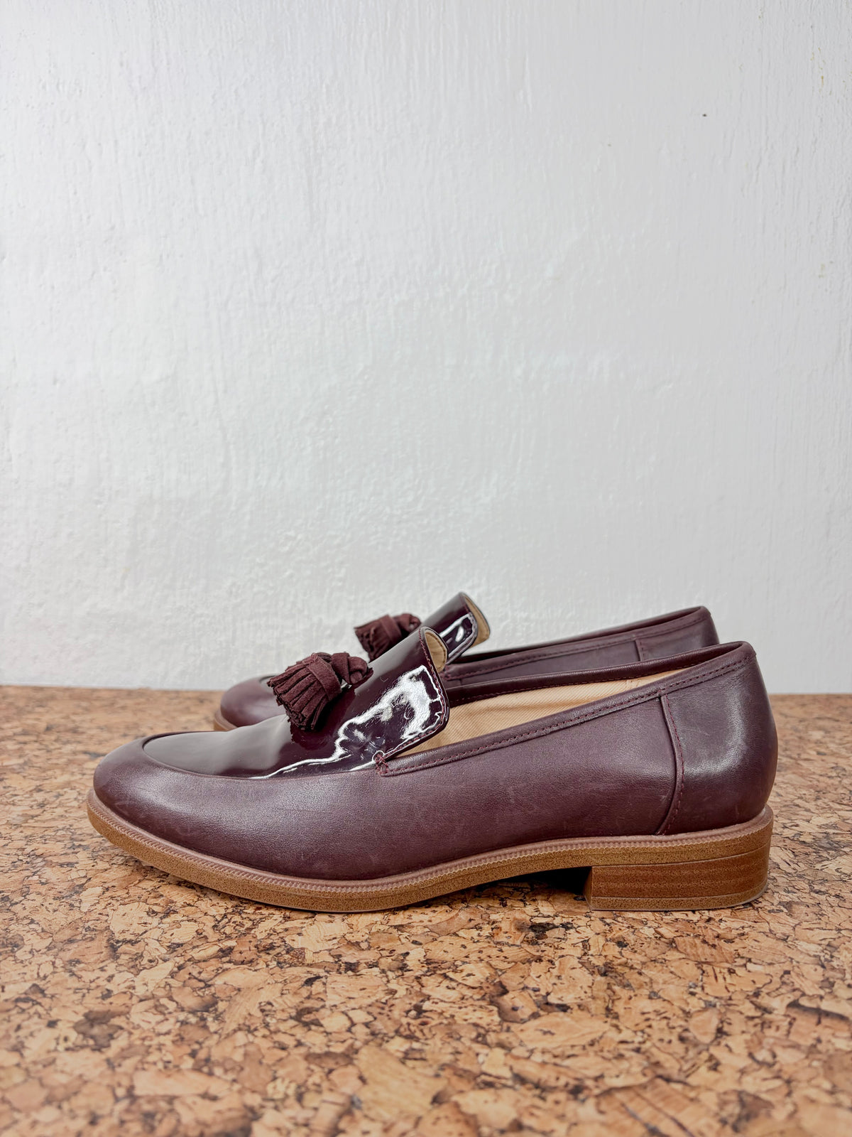 Collection by Clarks Dark Burgundy Leather Tasseled Loafers - EU37