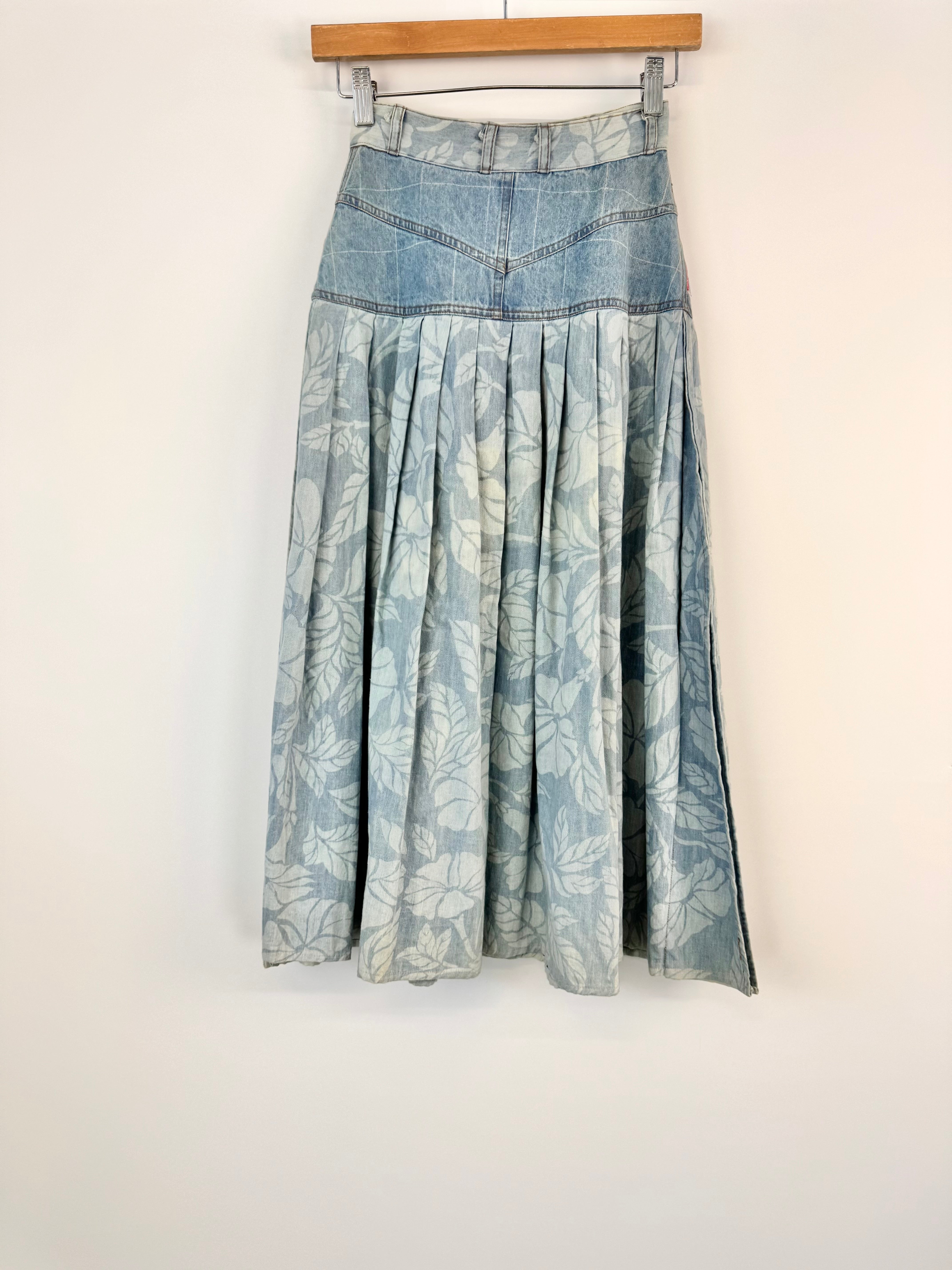 JAG Light Blue Denim-Look Long Pleat Skirt - AU8