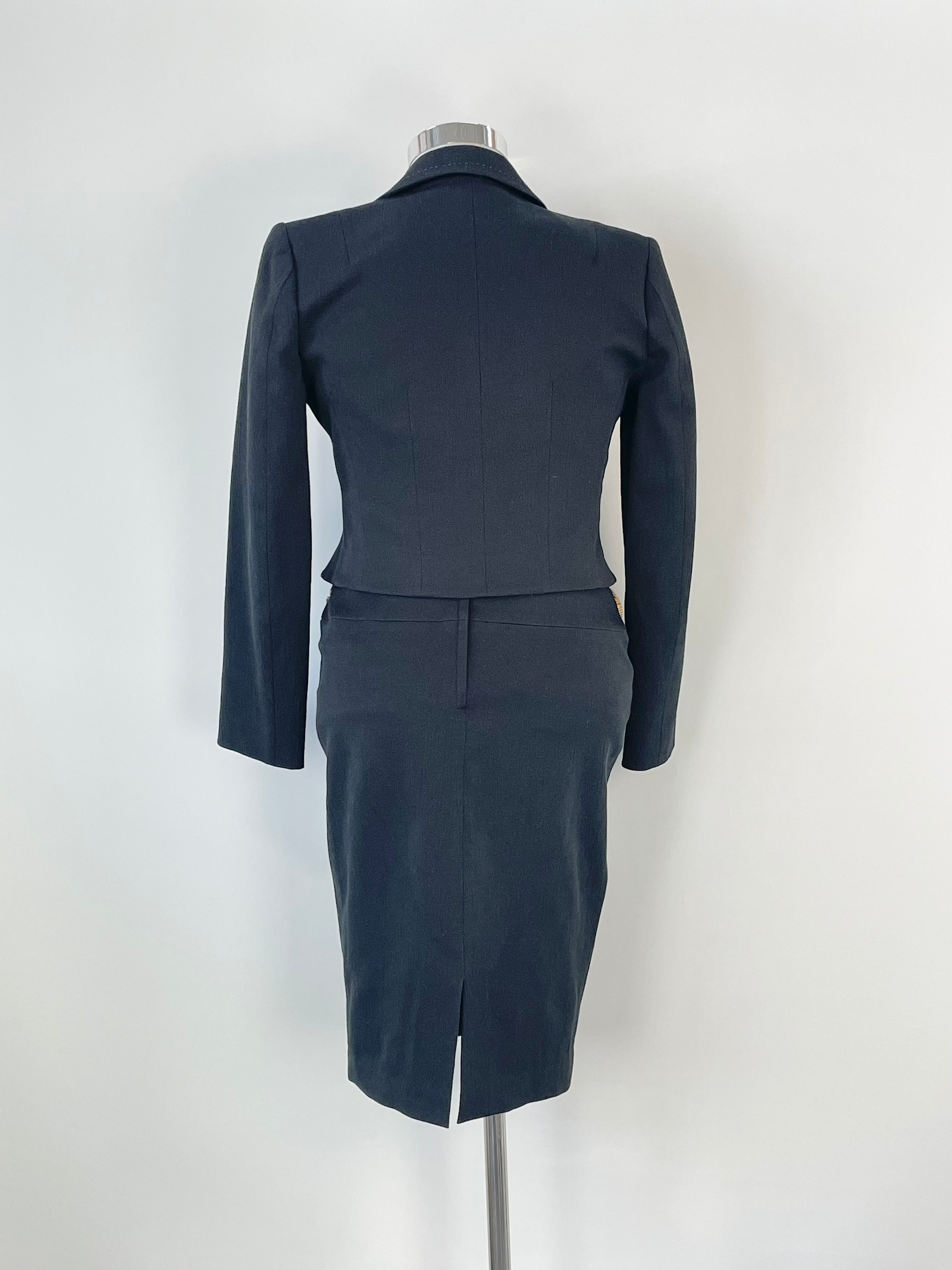 Covers Australia Black Cropped Blazer & Skirt 2pc Set - AU10/12