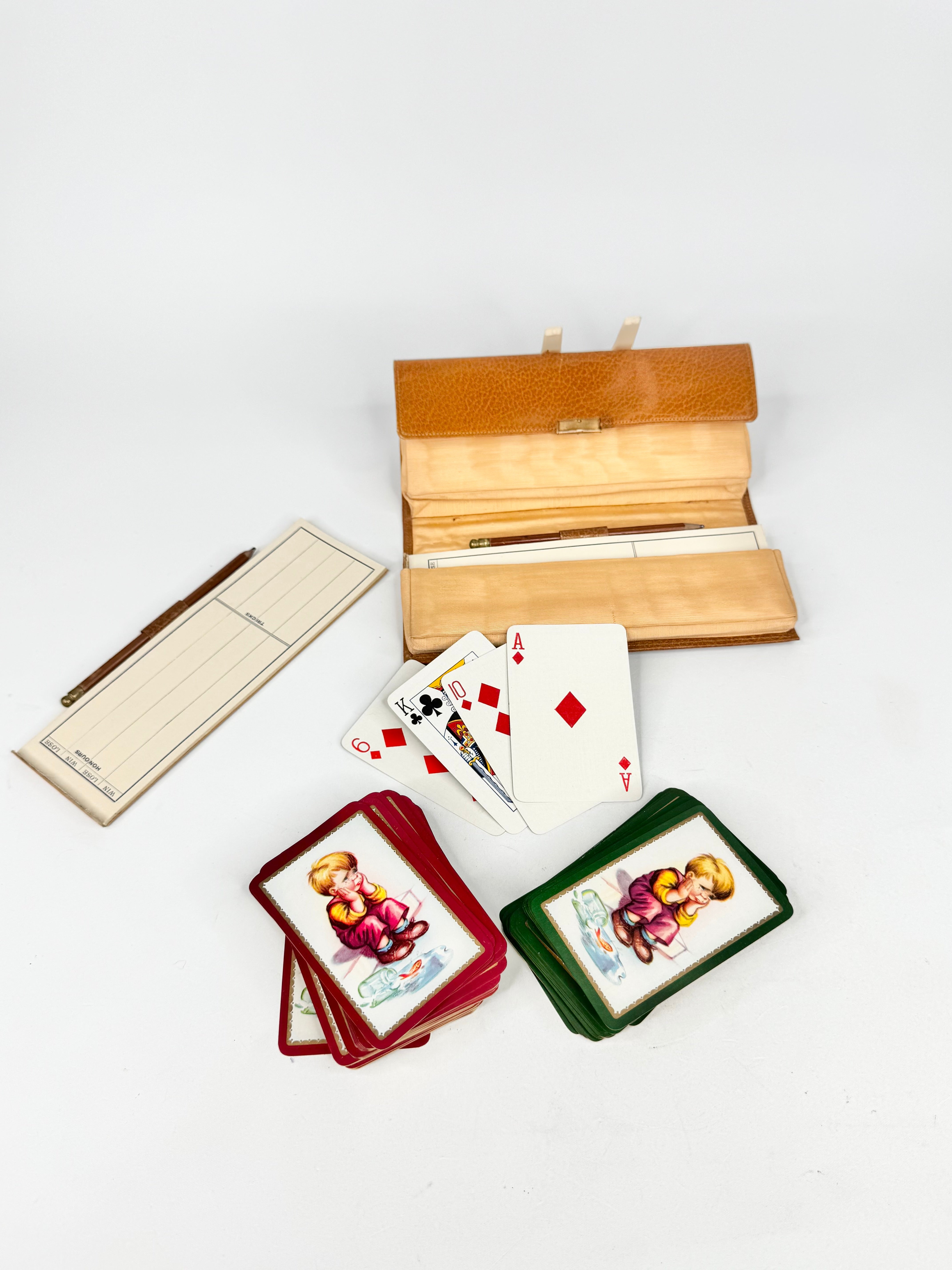 Vintage Hardy Bros Leather Bound Card Game Set