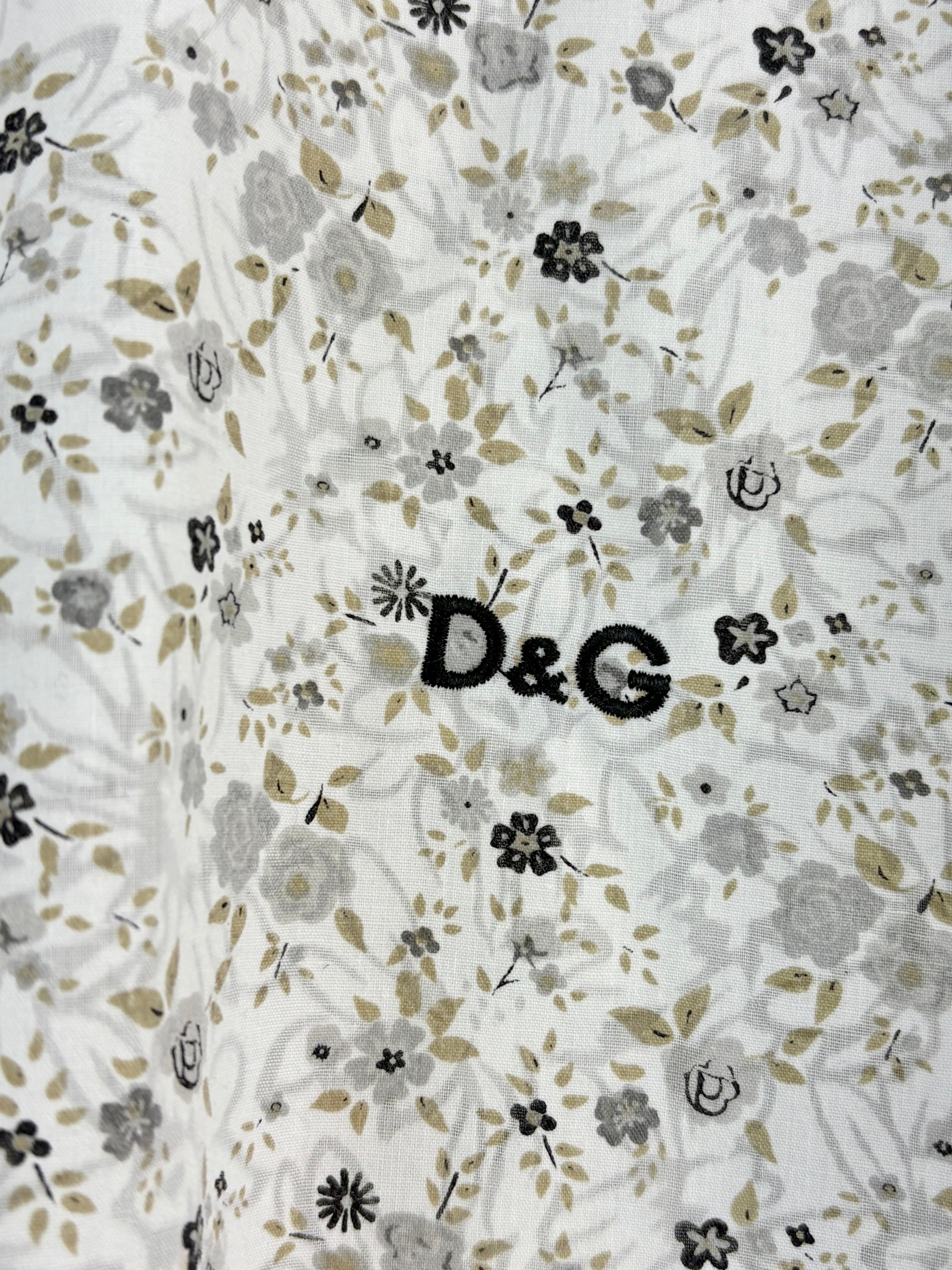 D&G Dolce & Gabbana White Micro-Floral Cotton Shirt - XXL