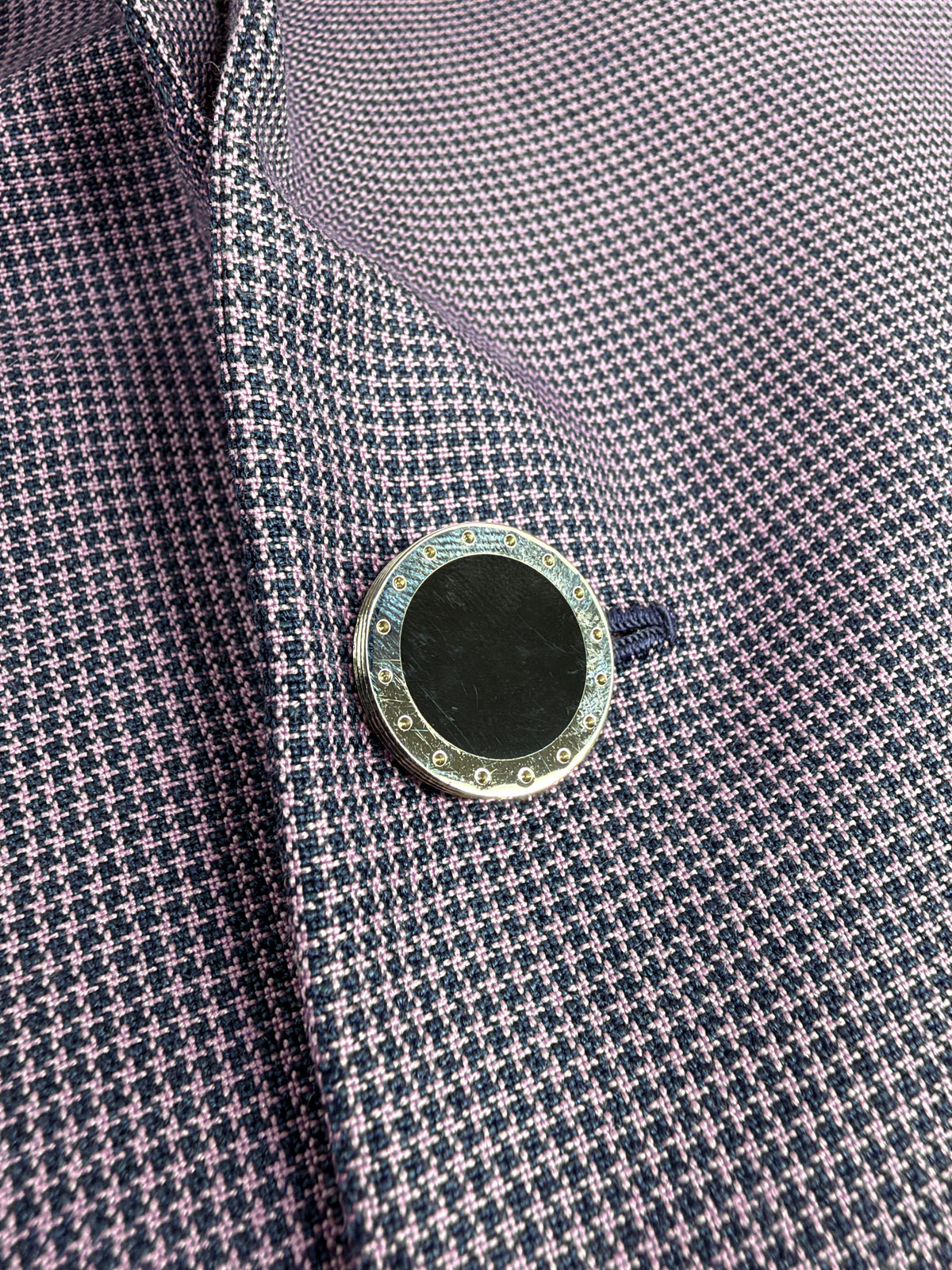 Stefano Ricci Mauve & Navy Houndstooth Mohair Cashmere & Silk Sports Jacket - 54
