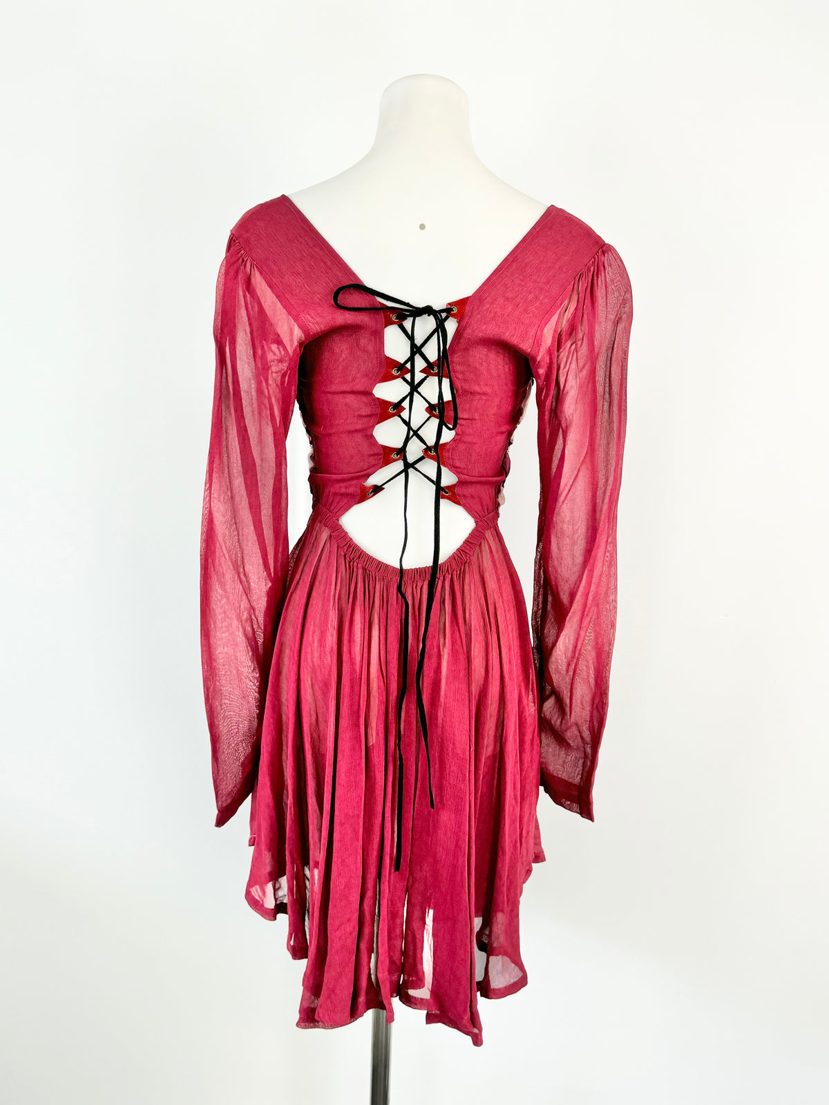 Rose Red Applique Floaty Dress - AU8
