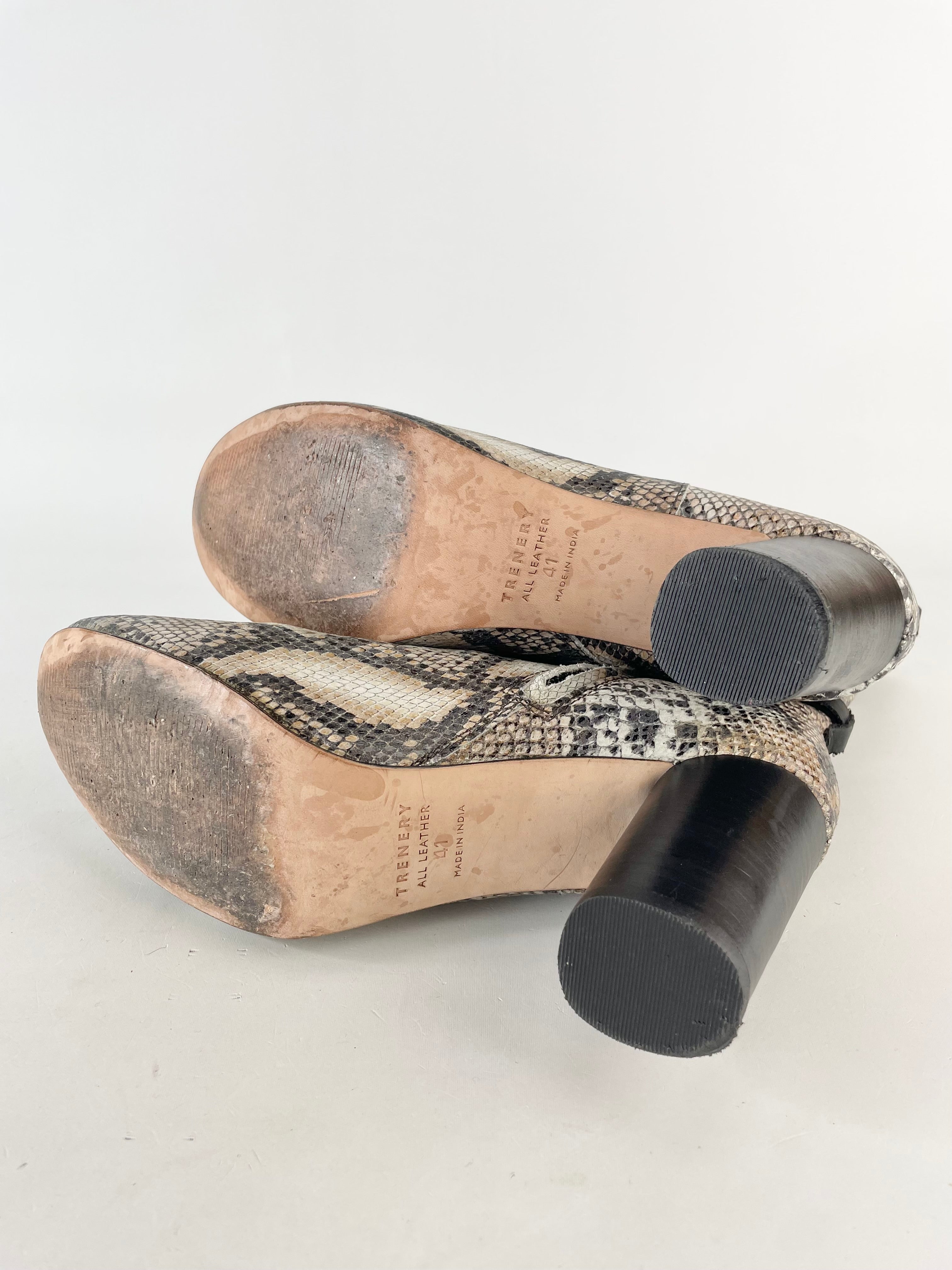 Trenery Snakeskin Textured Ankle Boots - EU41