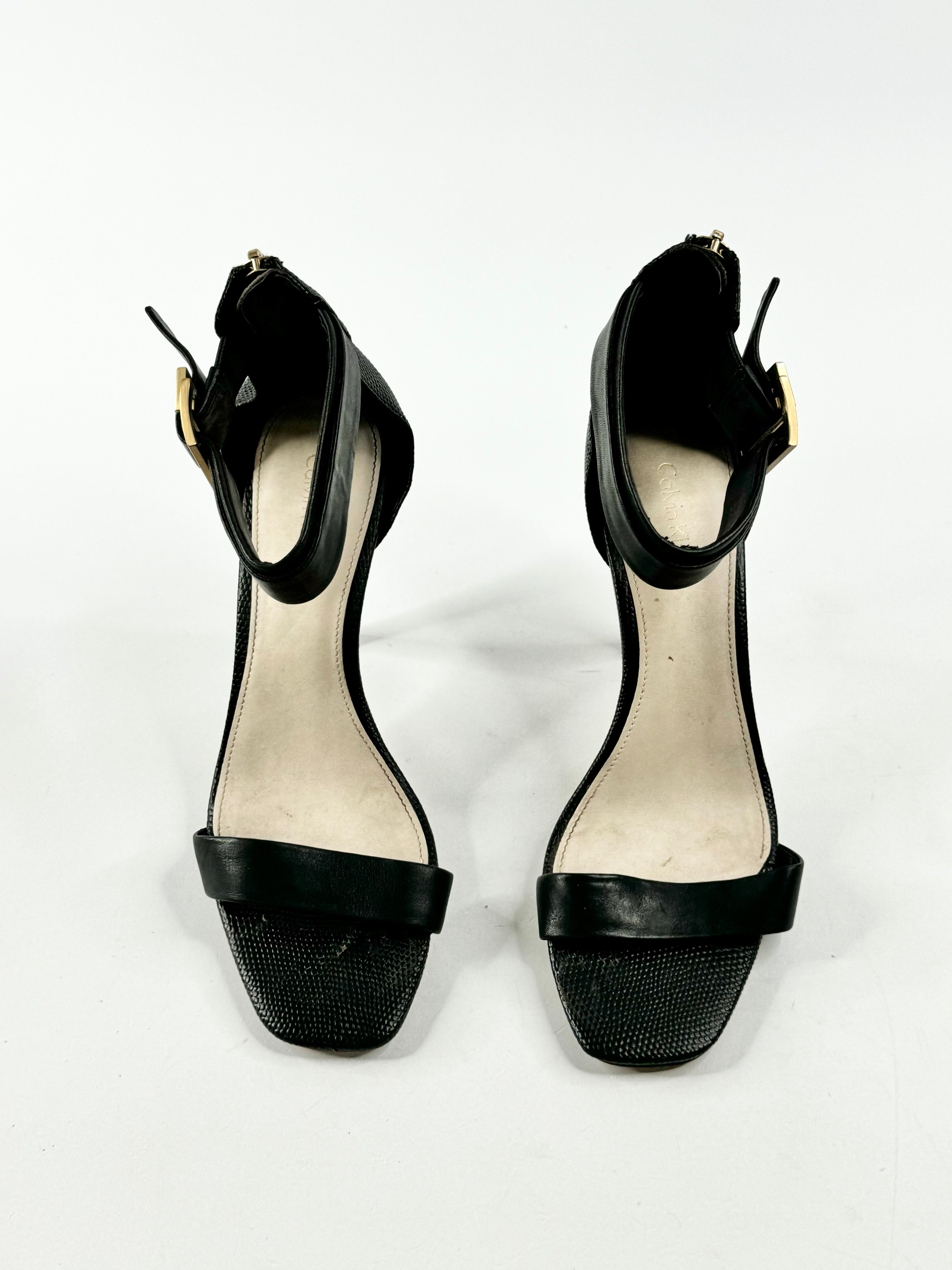 Calvin Klein Black Lizard Texture 'Sable' Stilettos - EU38