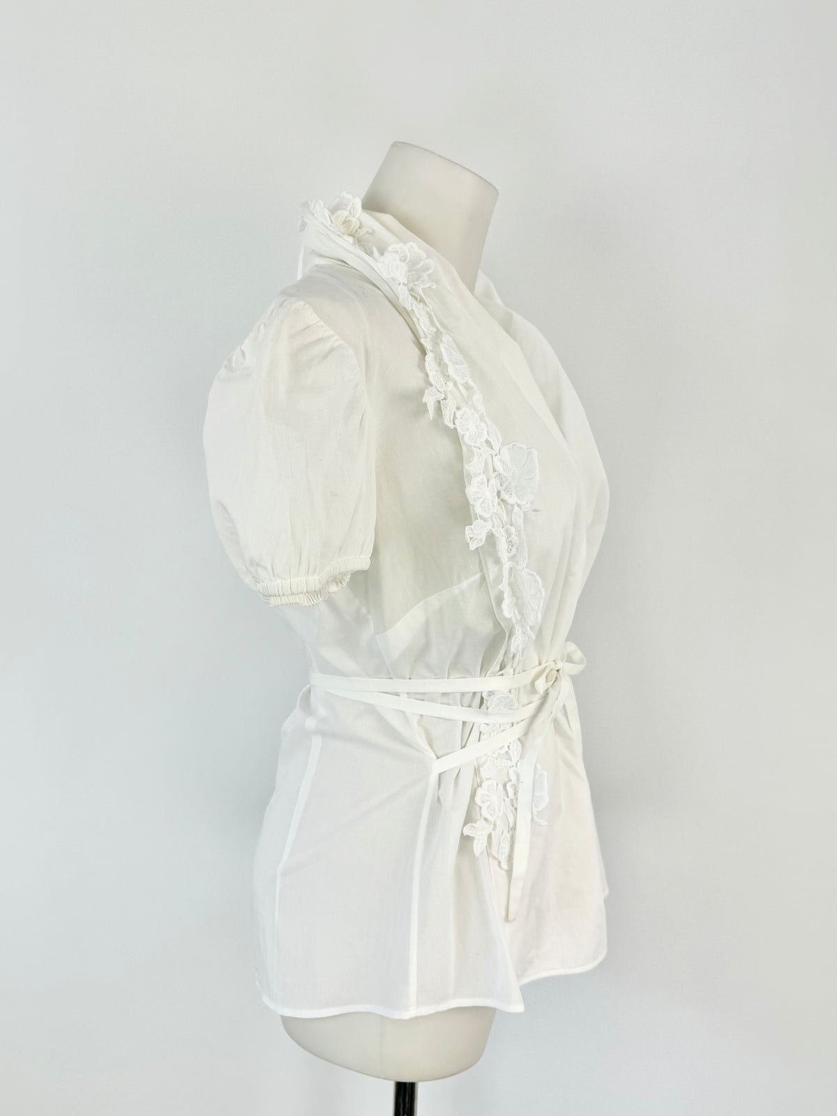 Vintage White Short Sleeve White Blouse - AU8
