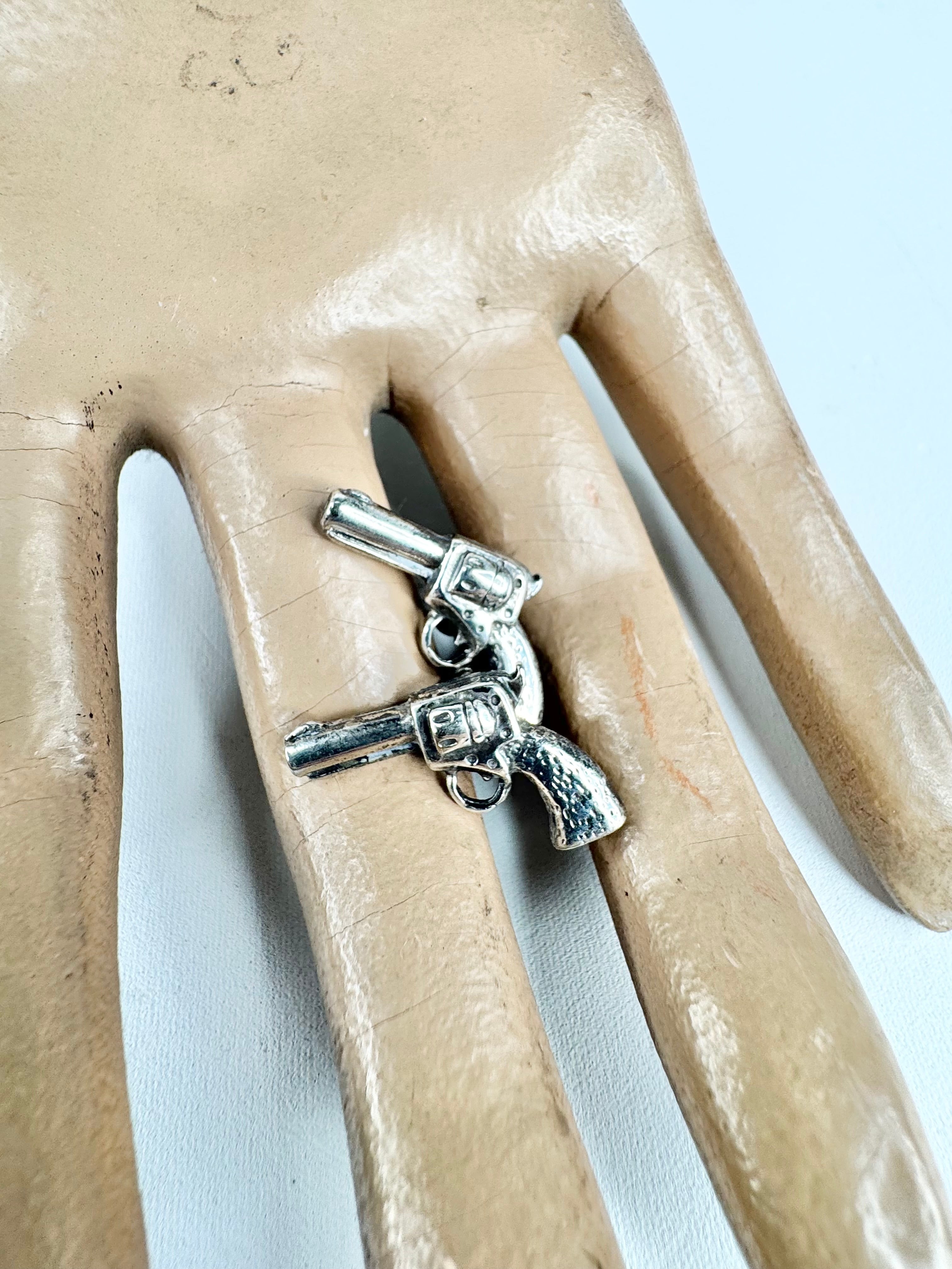 Silver Tone Pistol Cufflinks