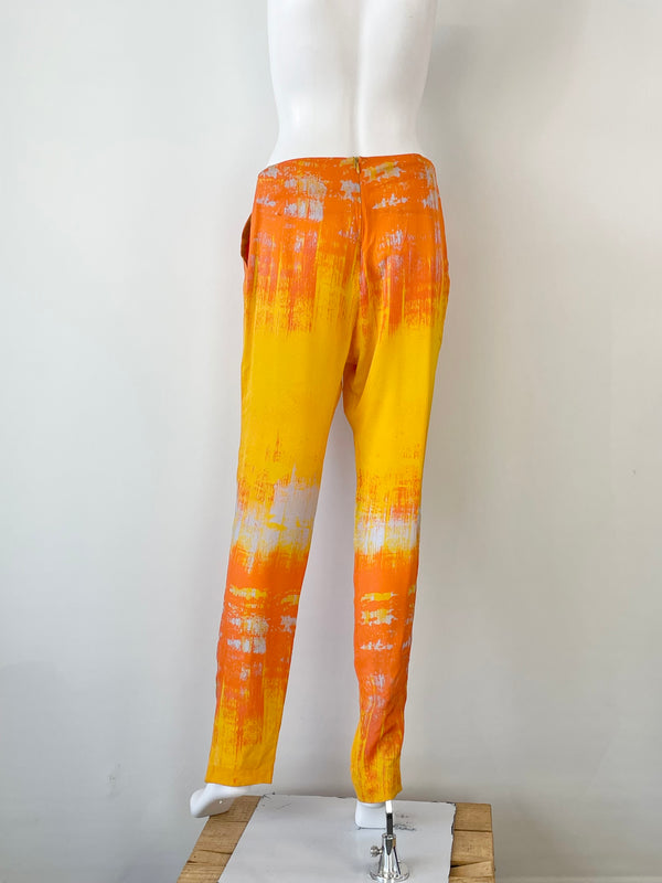 Willow Orange Abstract Silk Tuck Pant - AU10