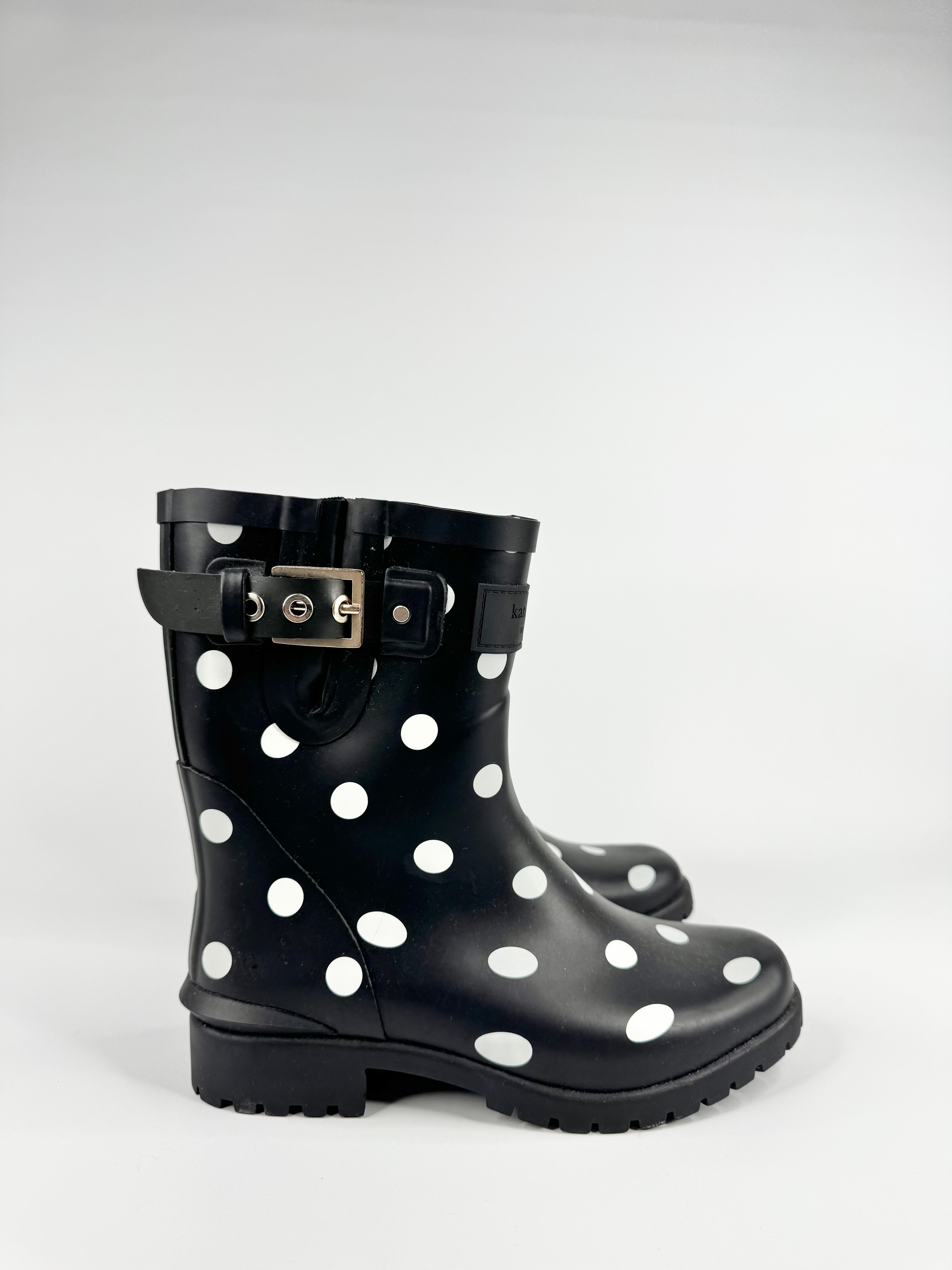 Kate Spade Black & White Polka Dot ‘Carina’ Rain Boots - EU36.5