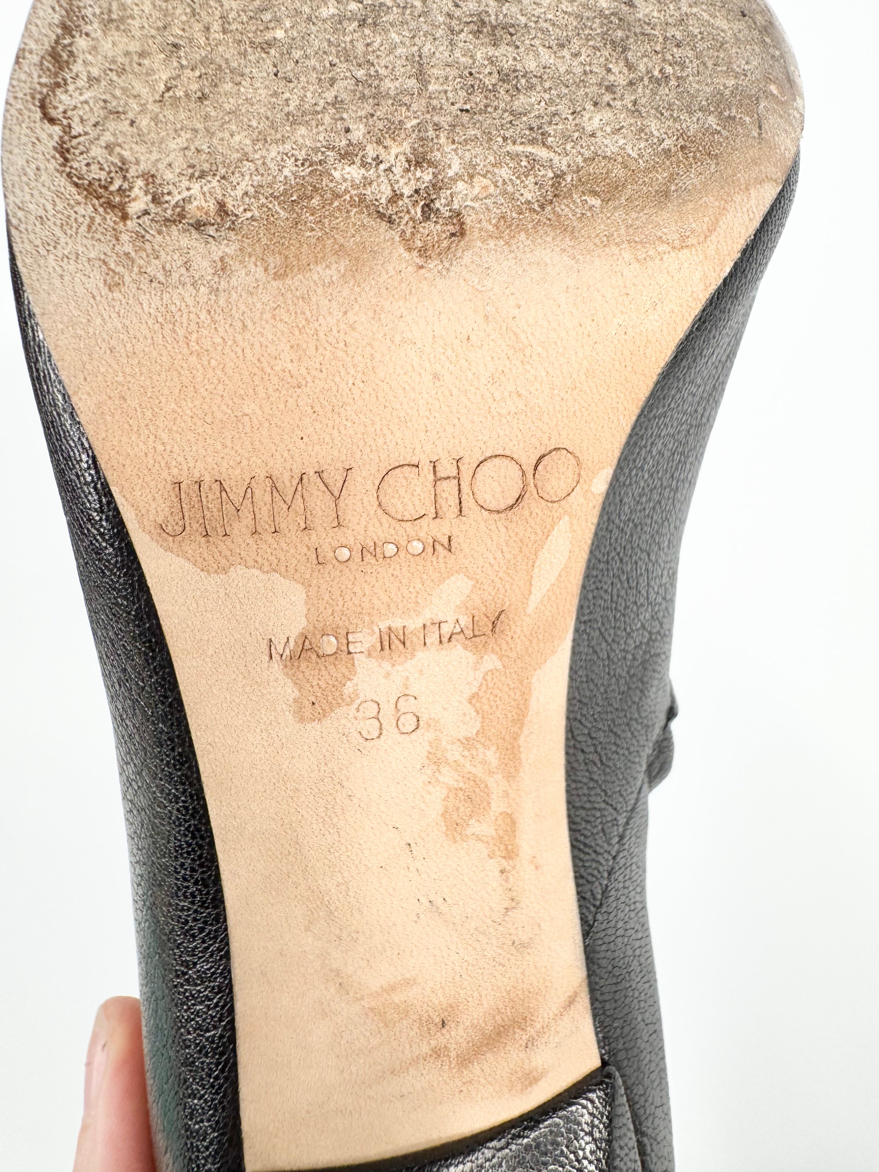 Jimmy Choo Black Grained Leather 'Liesel' Ankle Boots - EU36