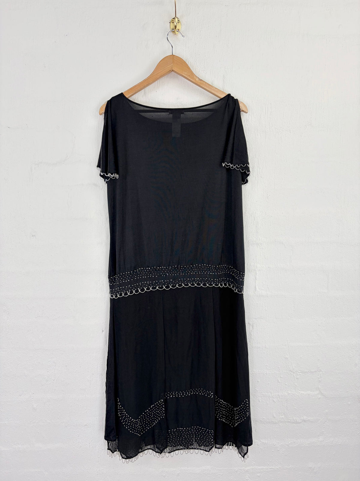 Vintage 90s Christian Lacroix 'Bazar' Black Mesh Beaded Midi Dress - AU16/18