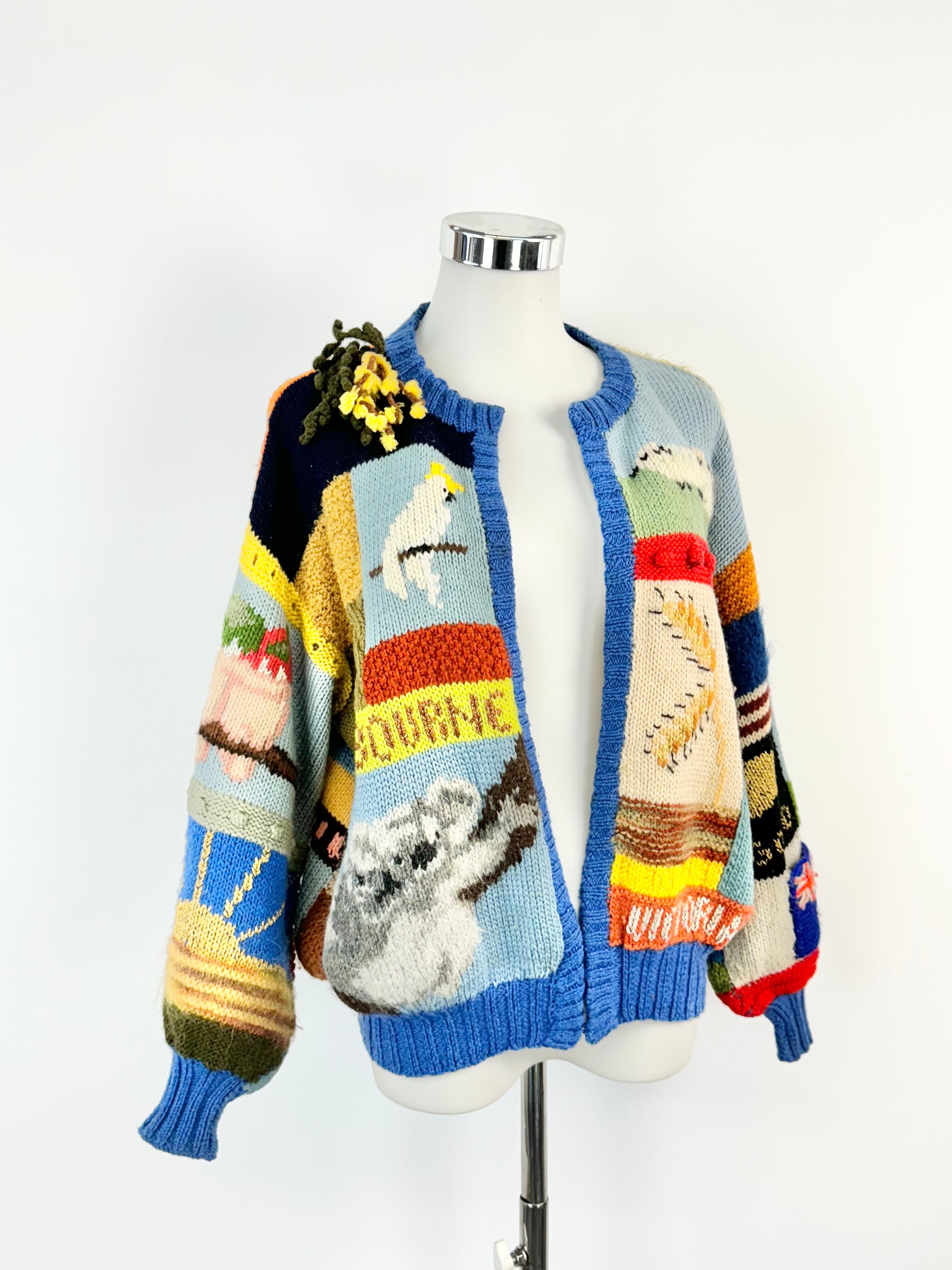 Vintage Patchwork Knit Melbourne Cardigan - AU8/10