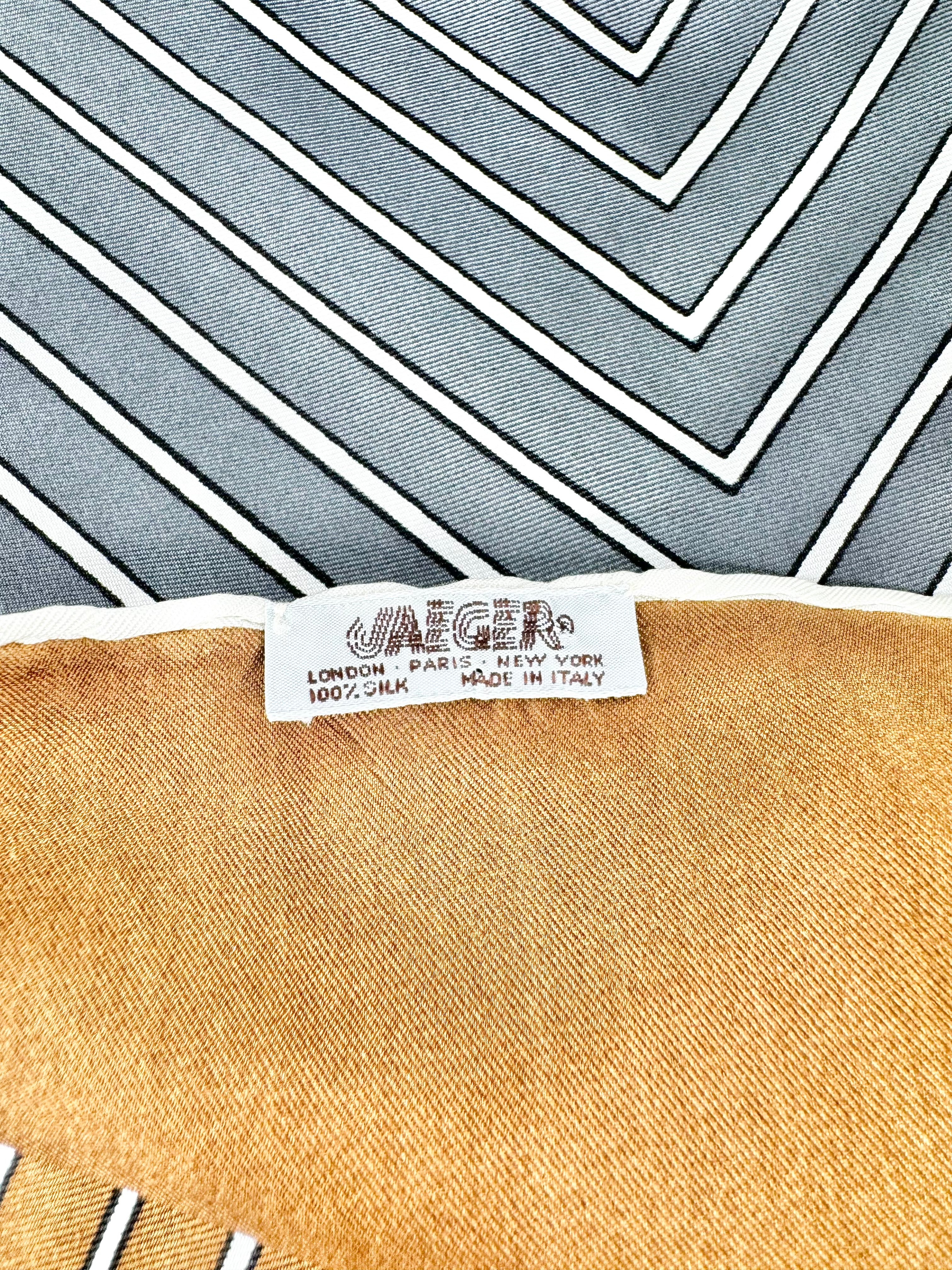 Vintage Jaeger London Silk Block Patterned Scarf