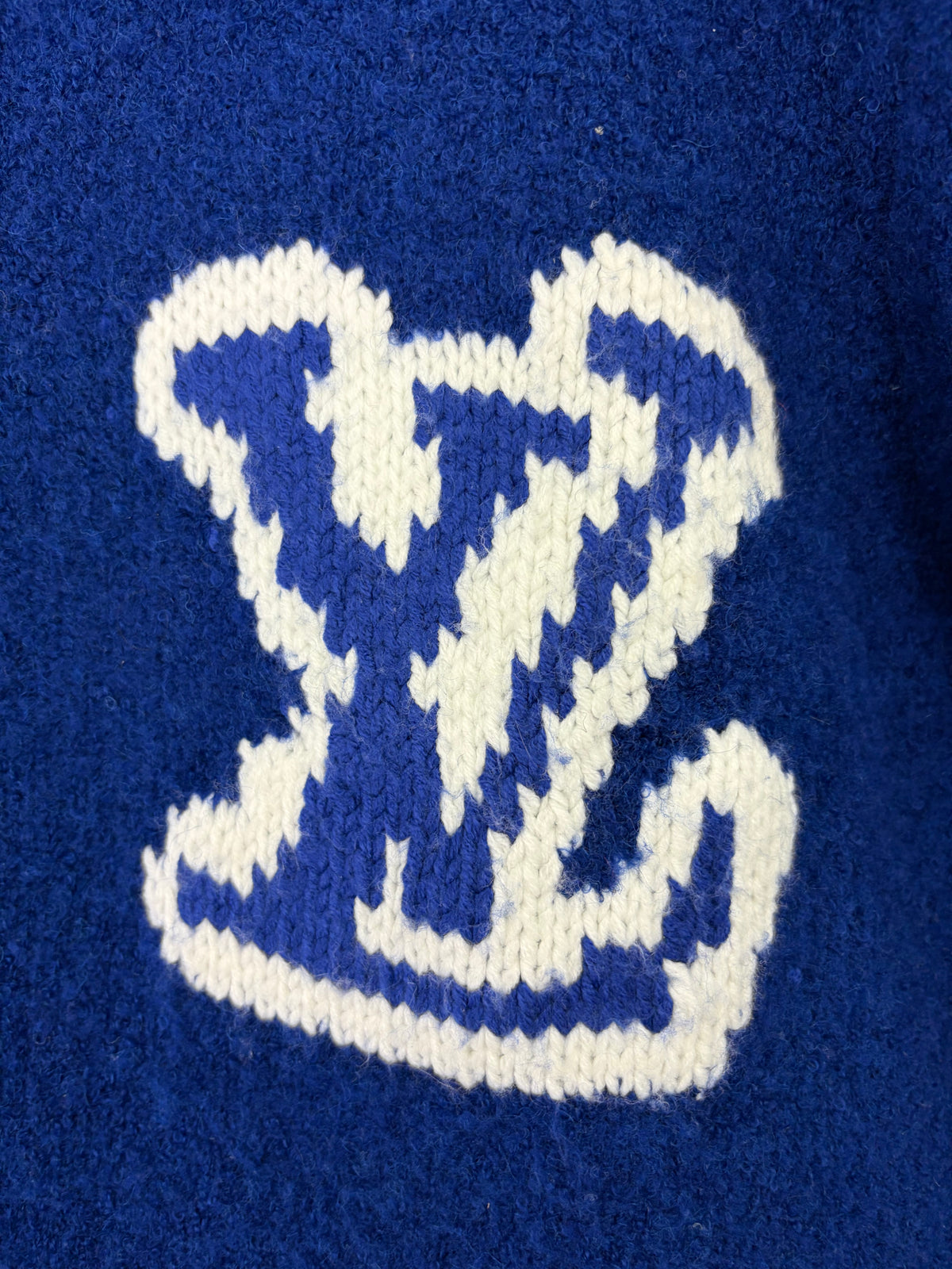 Louis Vuitton Abloh Era 2020 LV Intarsia Blue Crew Neck Sweater - M