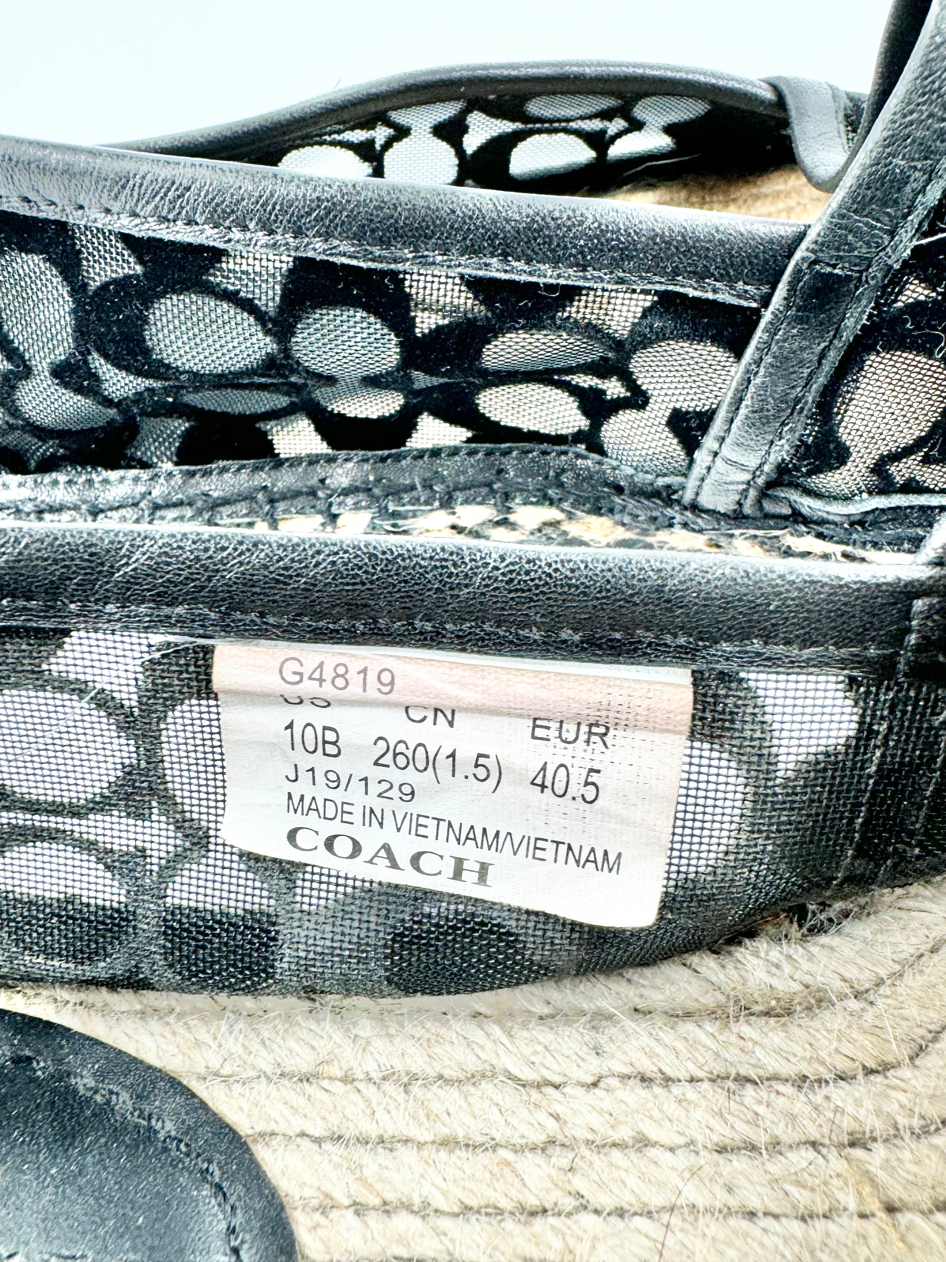Coach Black 'Cleo' Mesh Espadrille - EU40.5