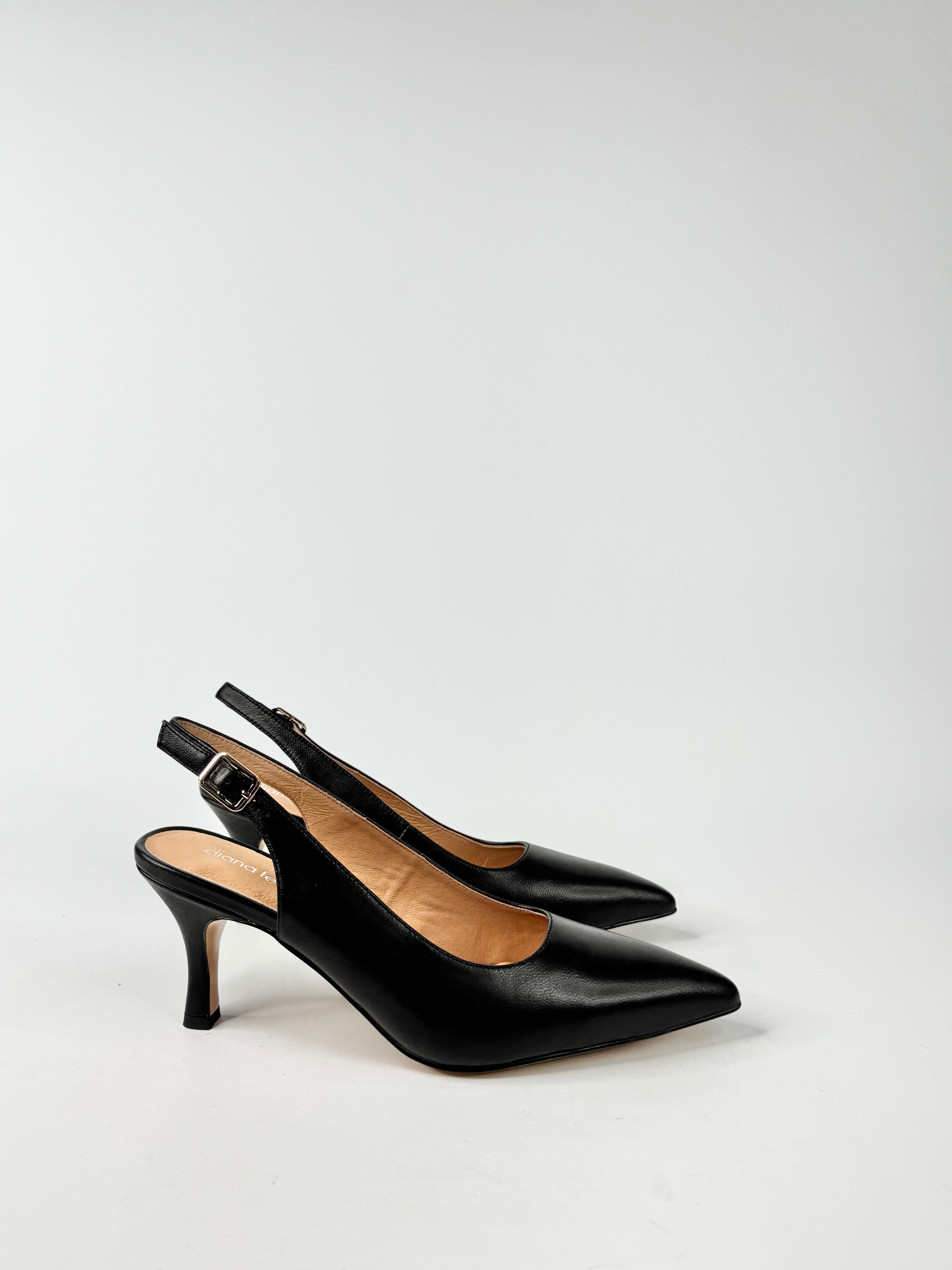 MFW Diana Ferrari Tiyena Black Leather Heels - EU37