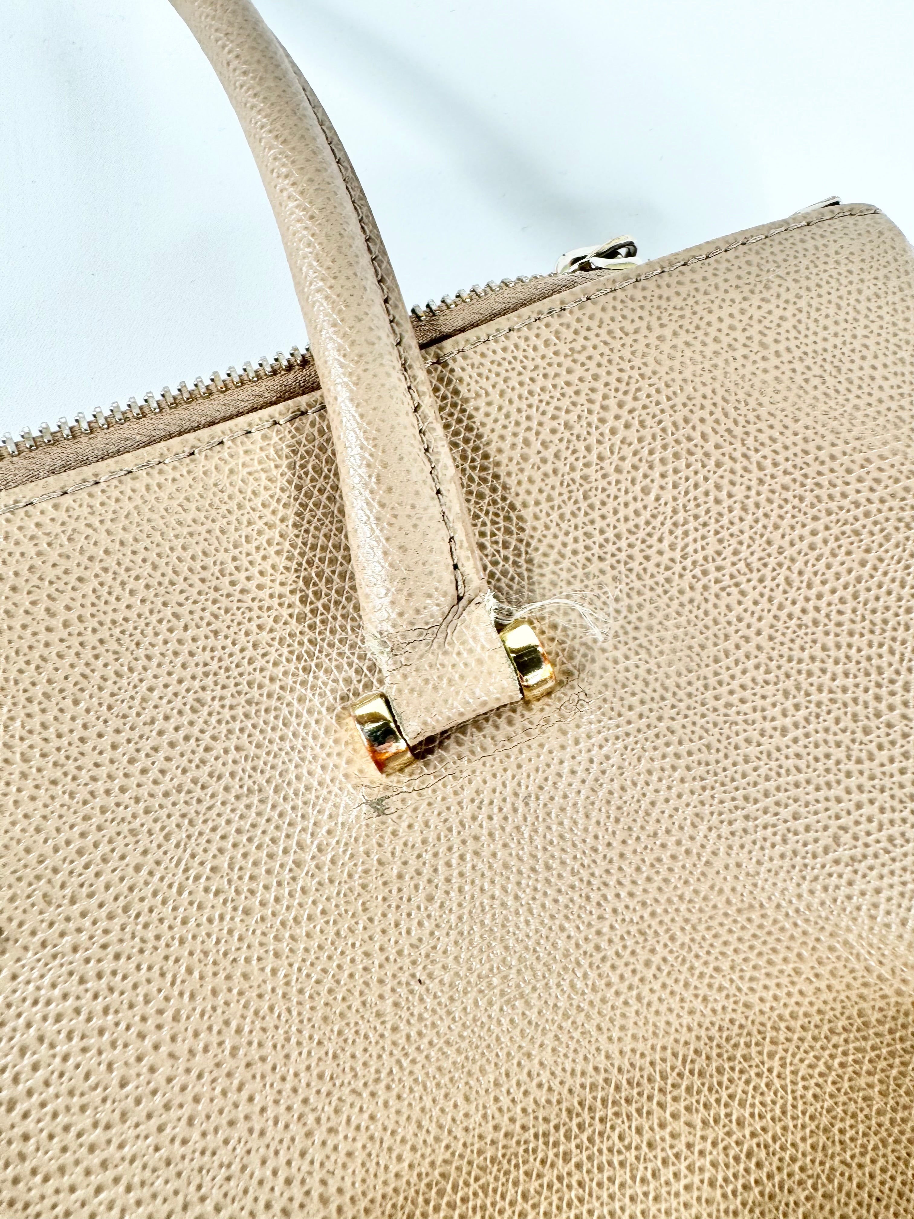 Furla Pebbled Taupe Leather Shoulder Bag