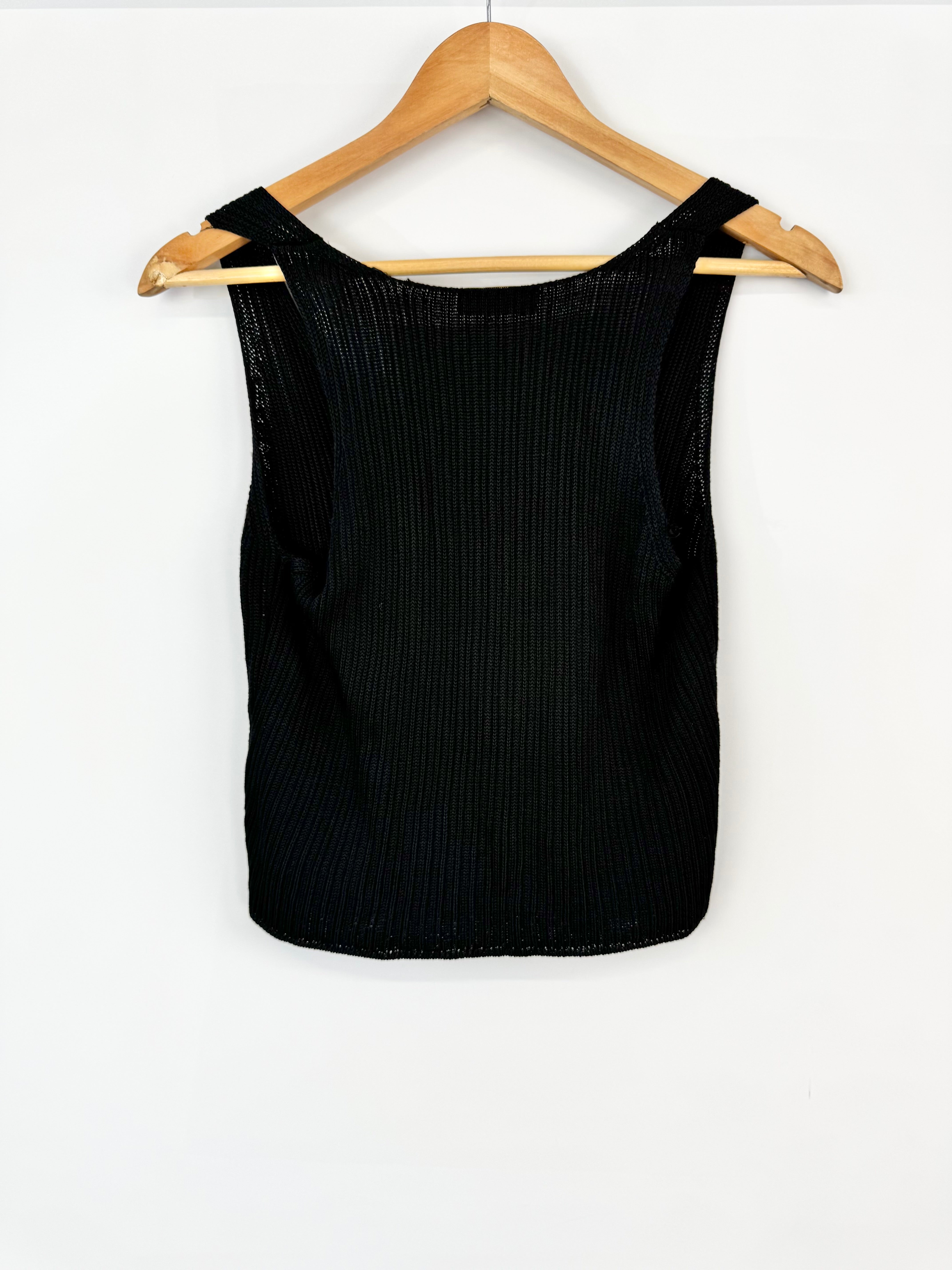 90s Donna Karen New York Black Knit Singlet - AU6/8